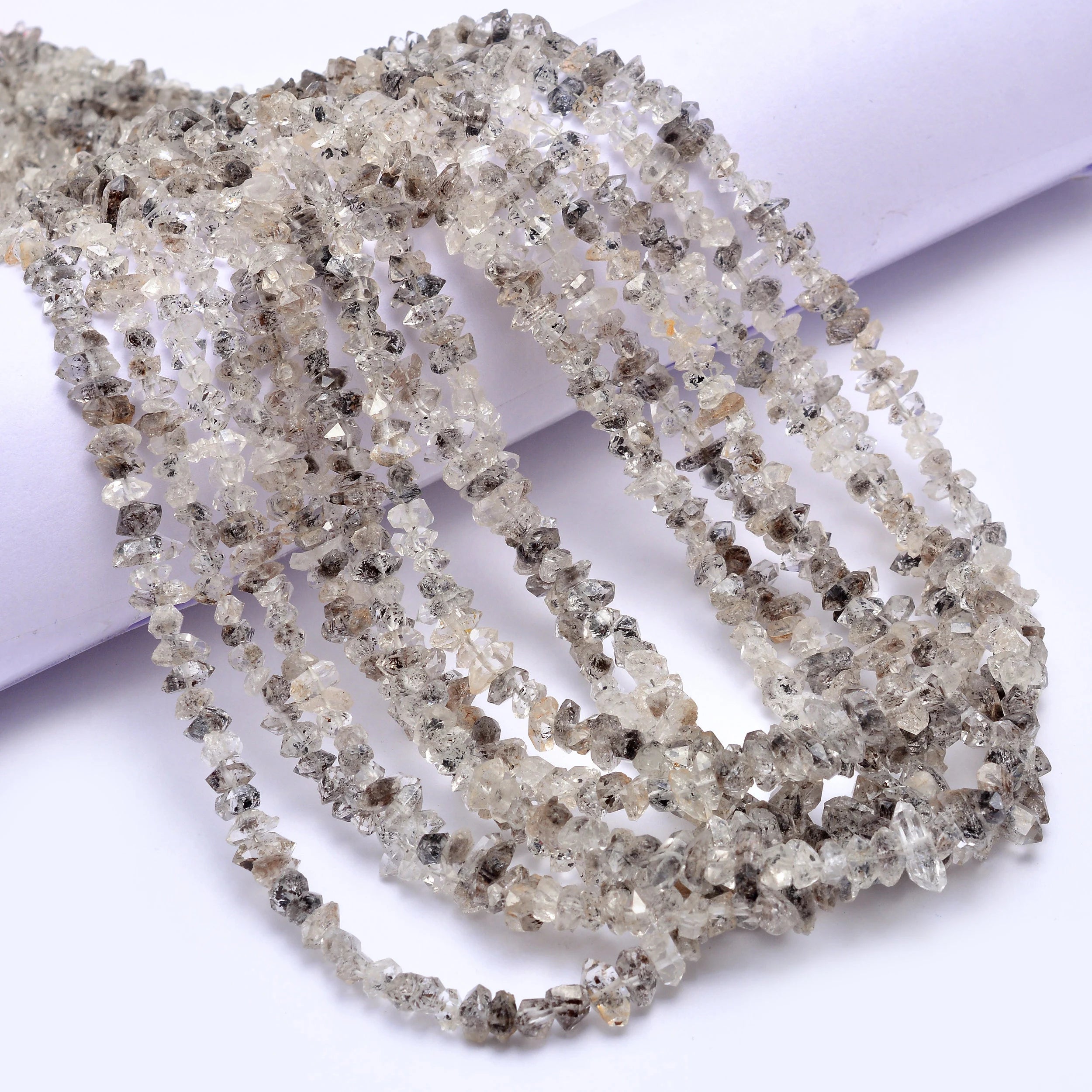 Natural Herkimer Diamond Quartz Faceted Uncut Beads, 3 mm To 7 mm, Diamond Organic Beads, Diamond Quartz Nuggets, 17 Inch, SKU No. 1086