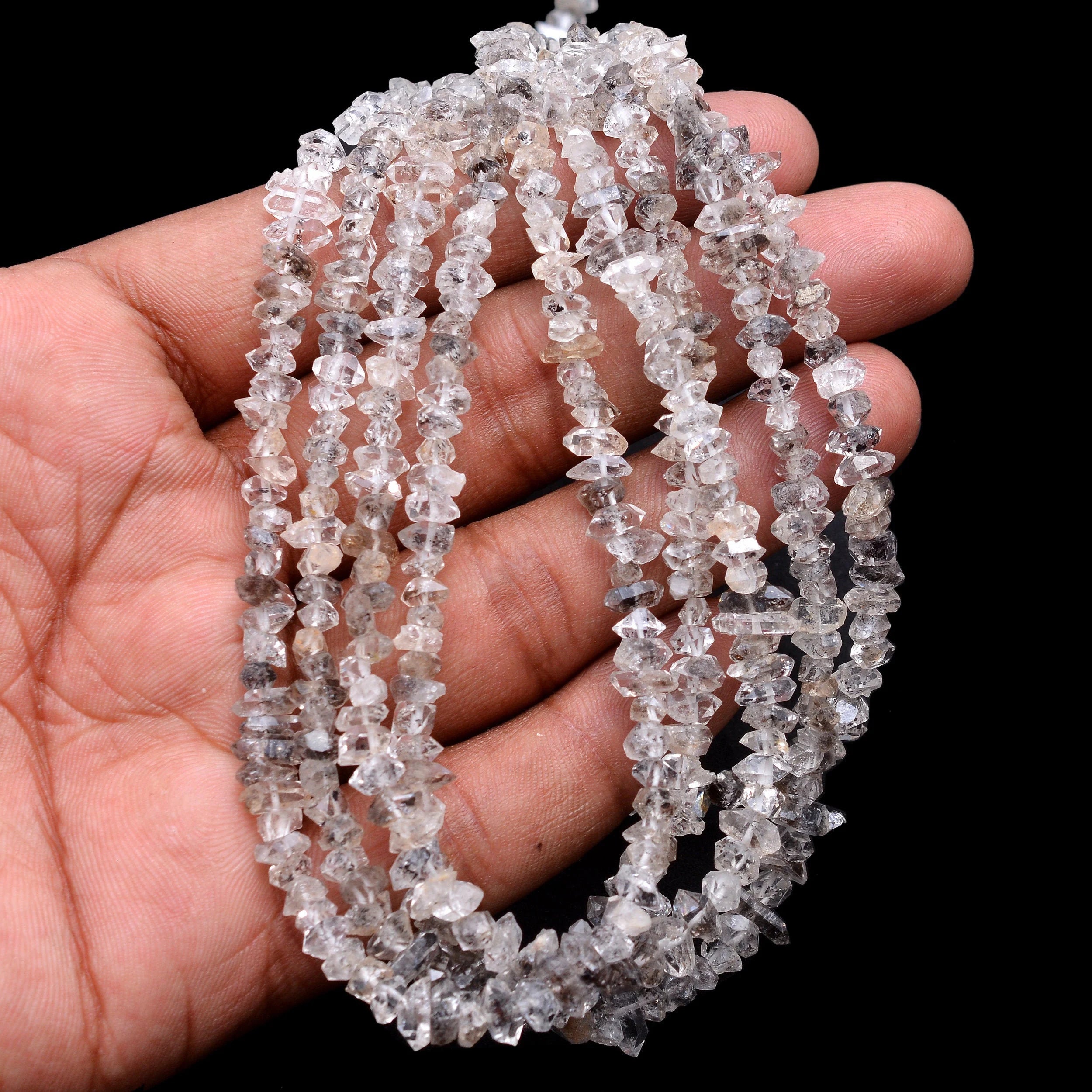 Natural Herkimer Diamond Quartz Faceted Uncut Beads, 3 mm To 7 mm, Diamond Organic Beads, Diamond Quartz Nuggets, 17 Inch, SKU No. 1086