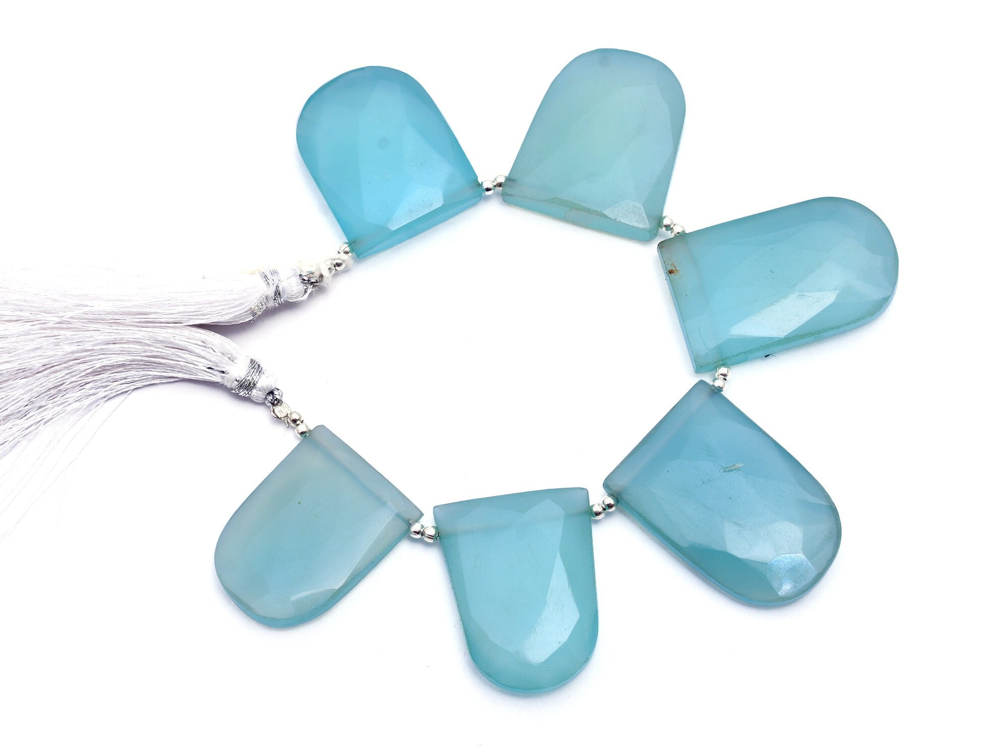 Blue Chalcedony Faceted Trapezoid Beads, 20x25.5 mm to 20.5x30 mm, Blue Chalcedony Trapezoid, Chalcedony Jewelry Making Beads, SKU1078