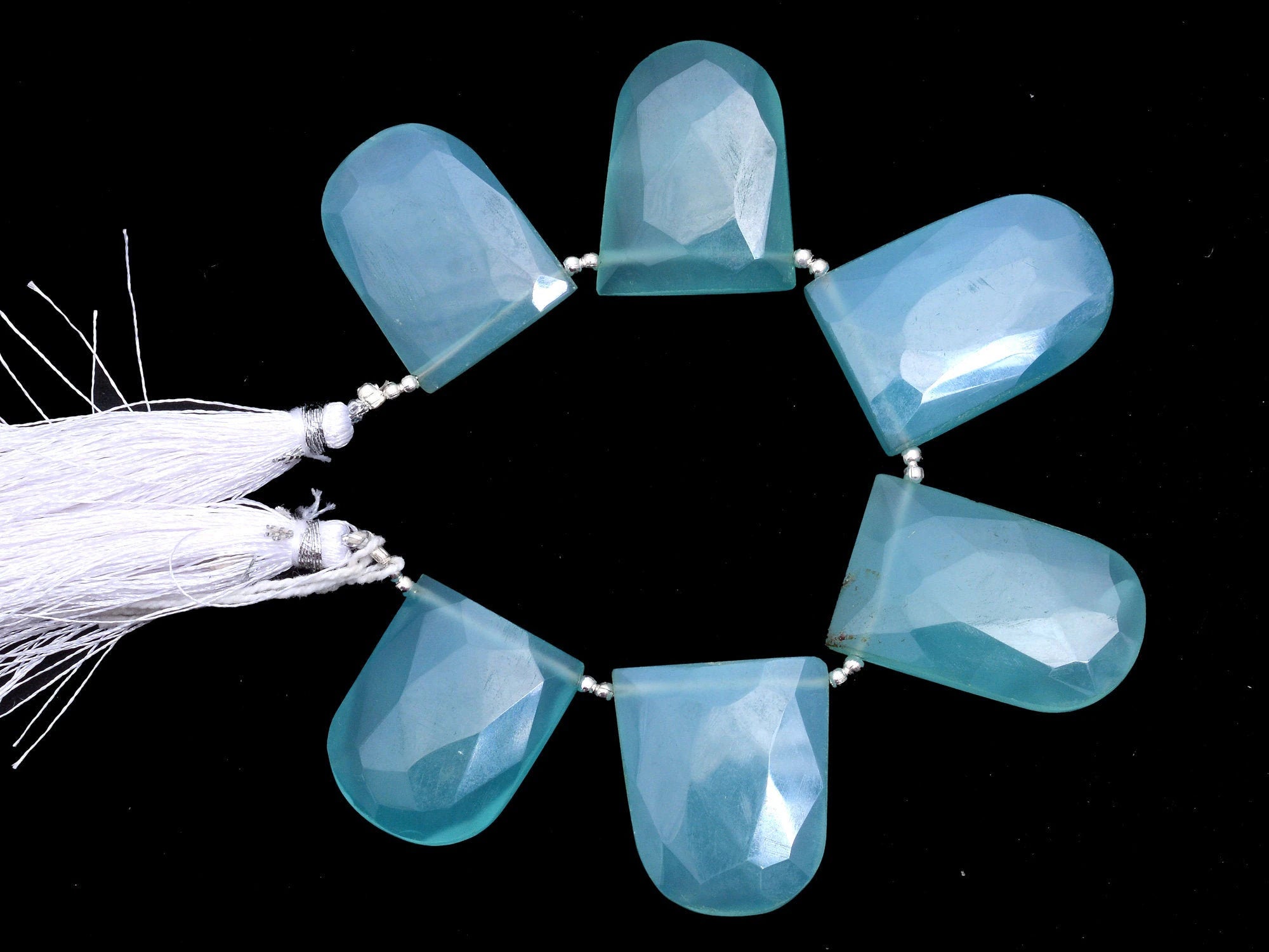 Blue Chalcedony Faceted Trapezoid Beads, 20x25.5 mm to 20.5x30 mm, Blue Chalcedony Trapezoid, Chalcedony Jewelry Making Beads, SKU1078