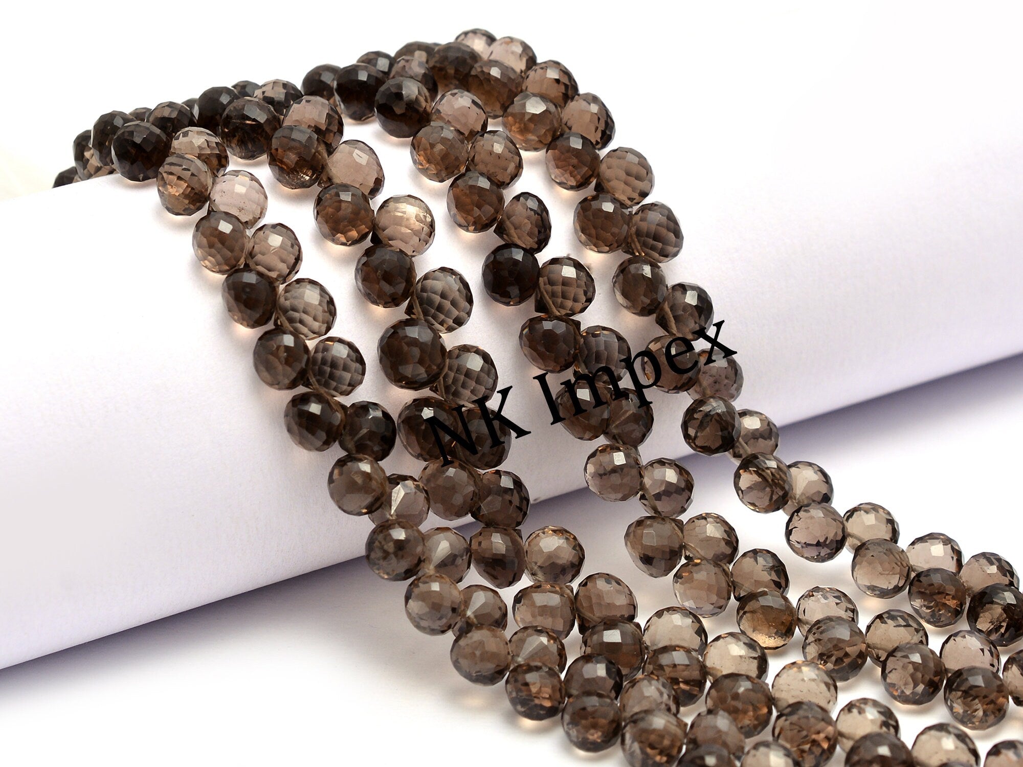 Smoky Quartz Faceted Onion Beads, Smoky Quartz Onion Shape, Smoky Quartz Jewelry Making Gemstone Beads, 7 Inch Strand, SKU No. 1146