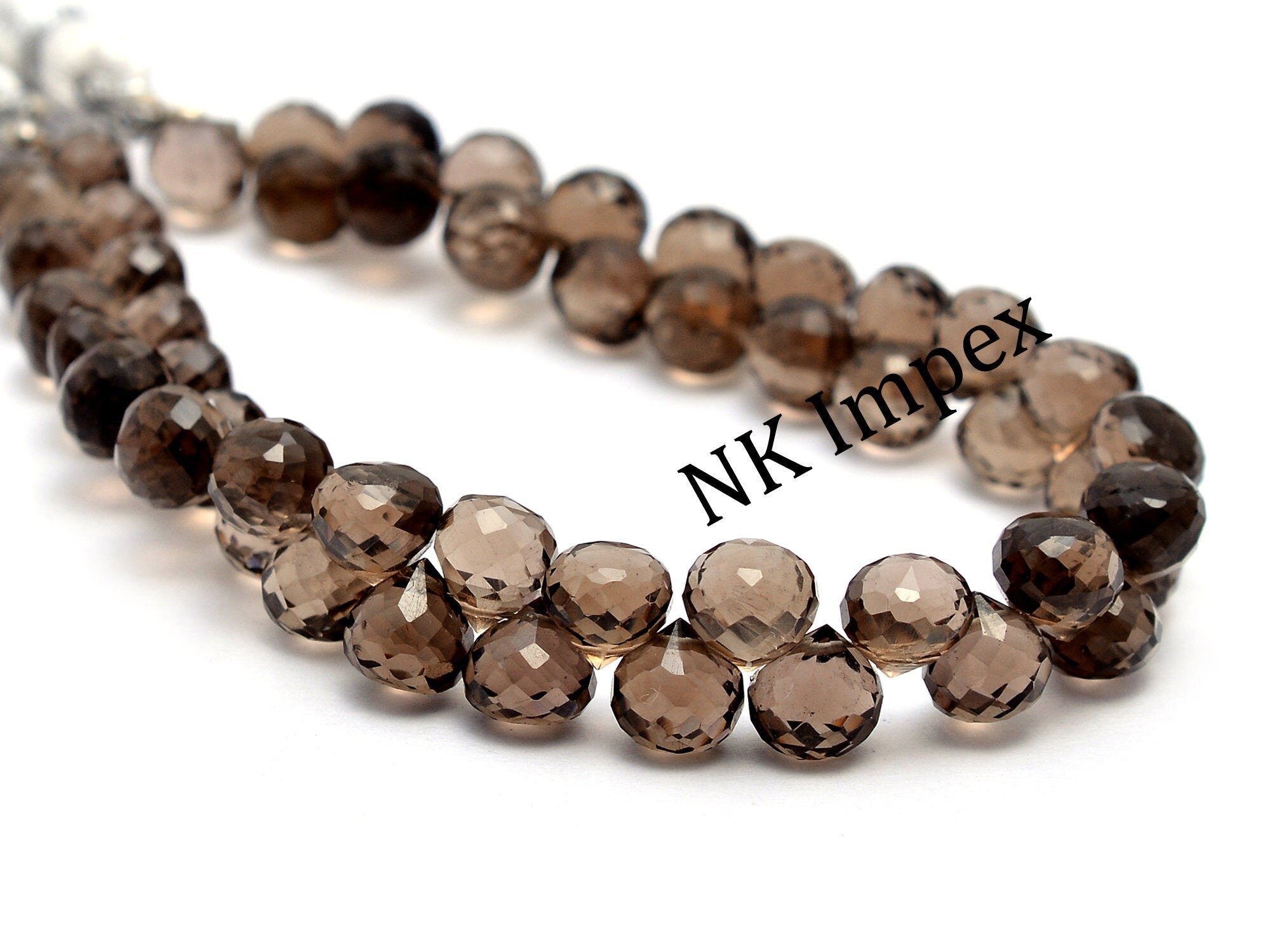 Smoky Quartz Faceted Onion Beads, Smoky Quartz Onion Shape, Smoky Quartz Jewelry Making Gemstone Beads, 7 Inch Strand, SKU No. 1146