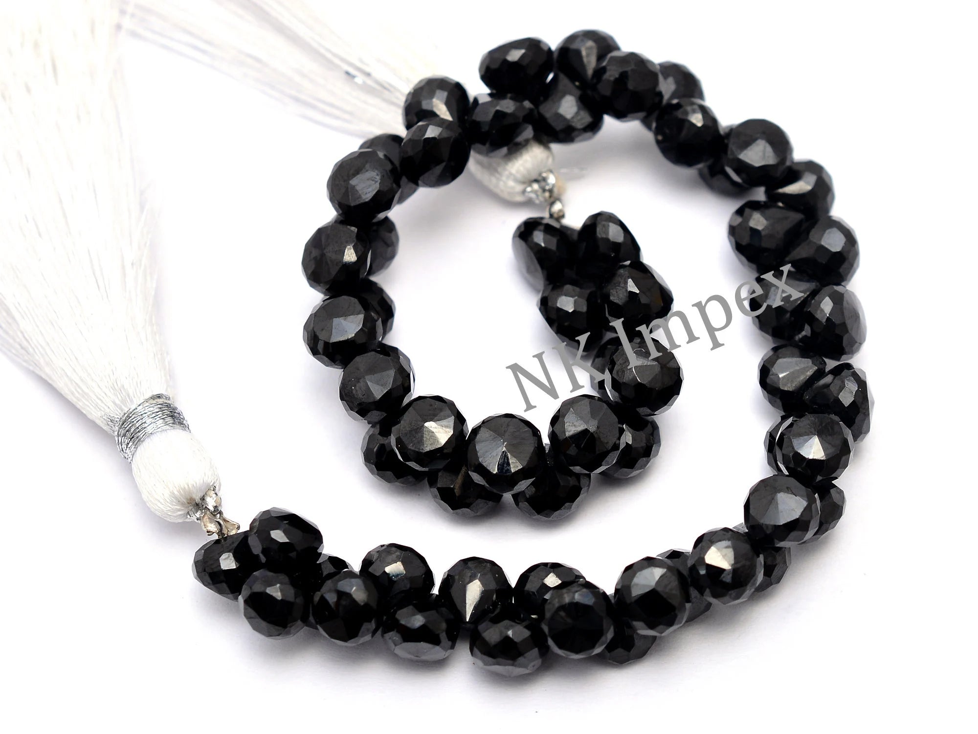Black Onyx Faceted Onion Shape Beads, 7 Inch Strand, Natural Onyx Gemstone, Beads Supplier, (SKU1149)