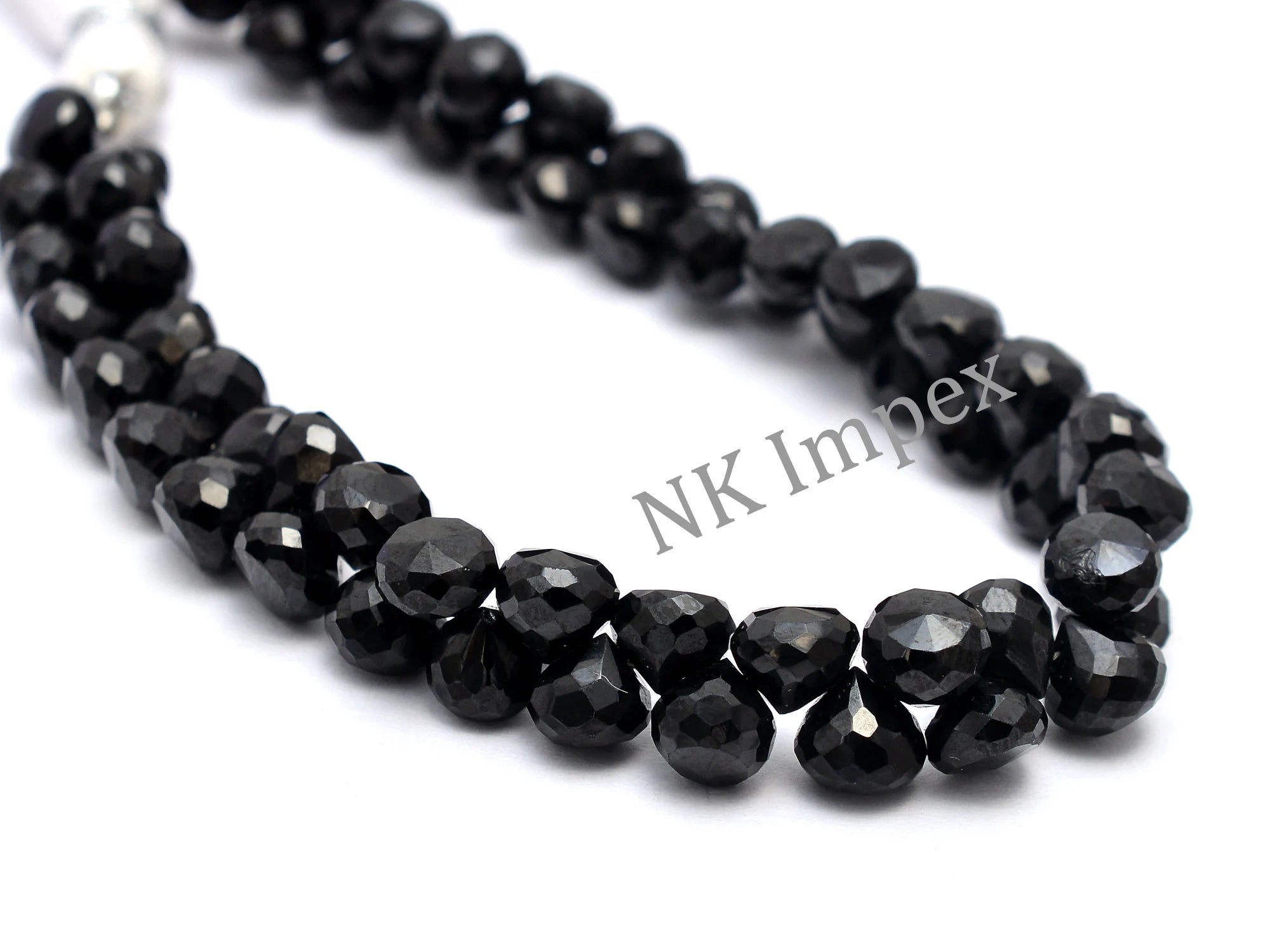Black Onyx Faceted Onion Shape Beads, 7 Inch Strand, Natural Onyx Gemstone, Beads Supplier, (SKU1149)