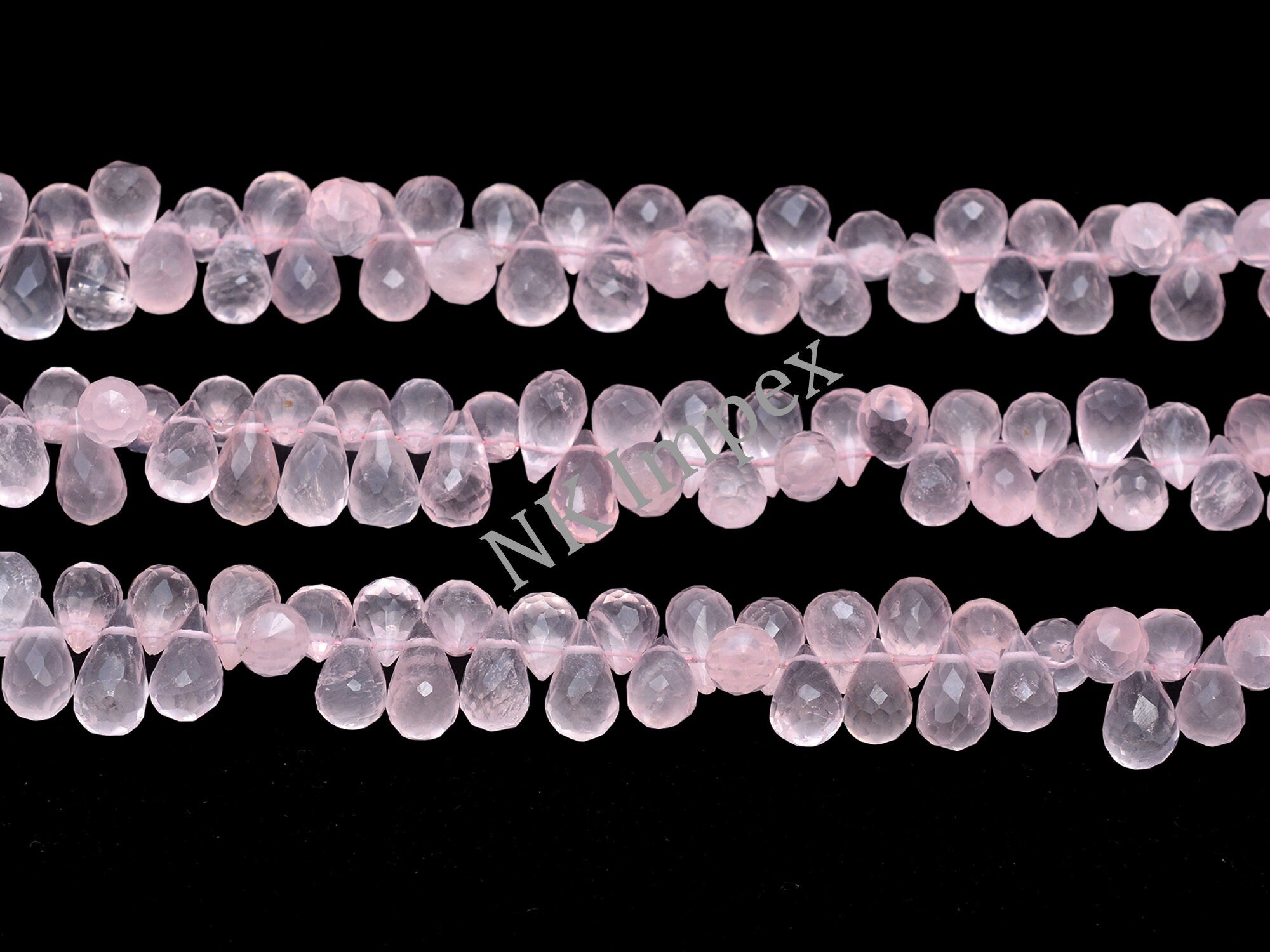 Pink Rose Quartz Faceted Drops Beads, 6x8 mm To 7x12 mm, Rose Quartz Drops, Rose Quartz Jewelry Making Gemstone Beads, SKU No. 1156