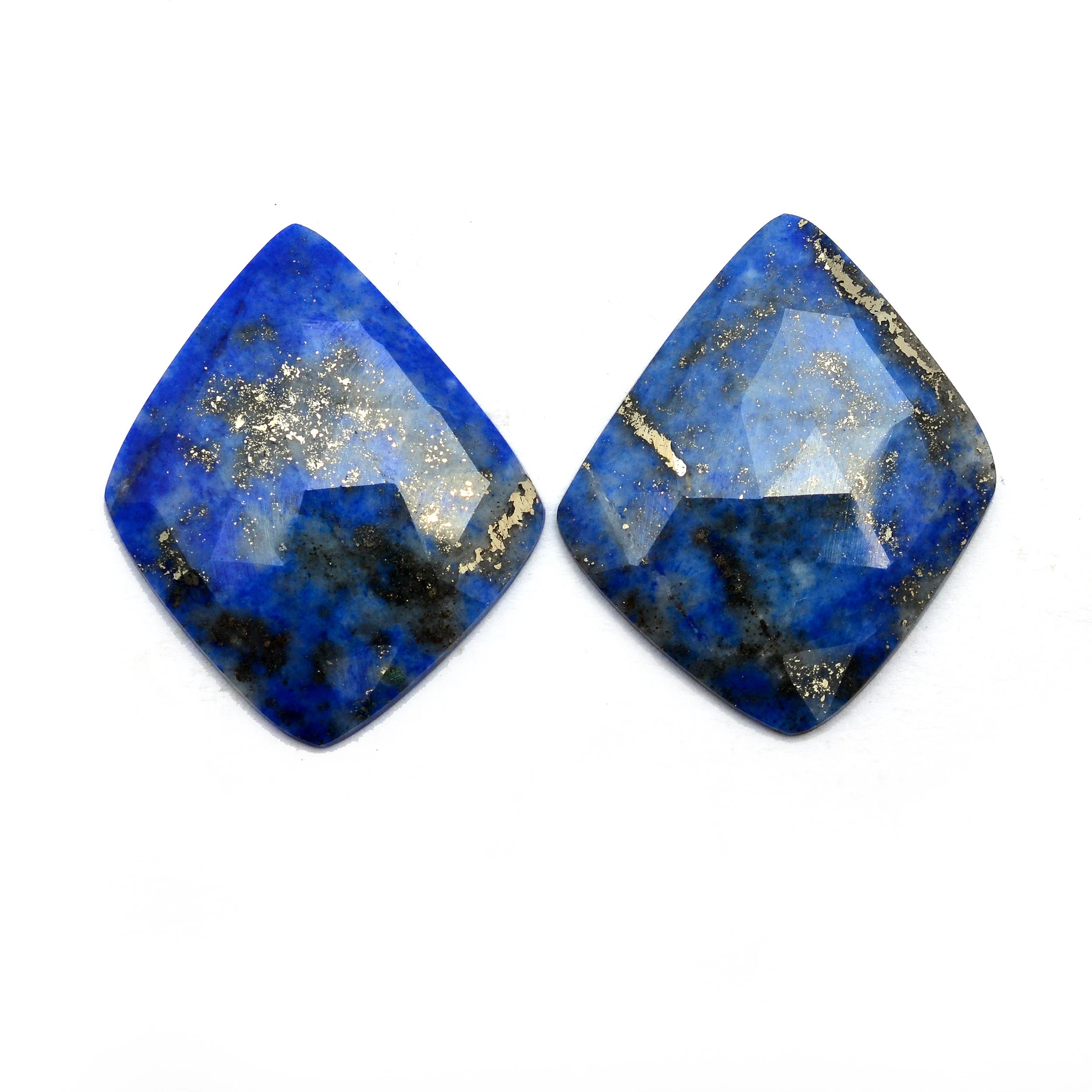 Lapis Lazuli Faceted Rosecut Pair, Lapis Pair Cut Stone, Healing Stone for Crafts, Unique Collectible Pieces, Gift for Wife (SKU1168)
