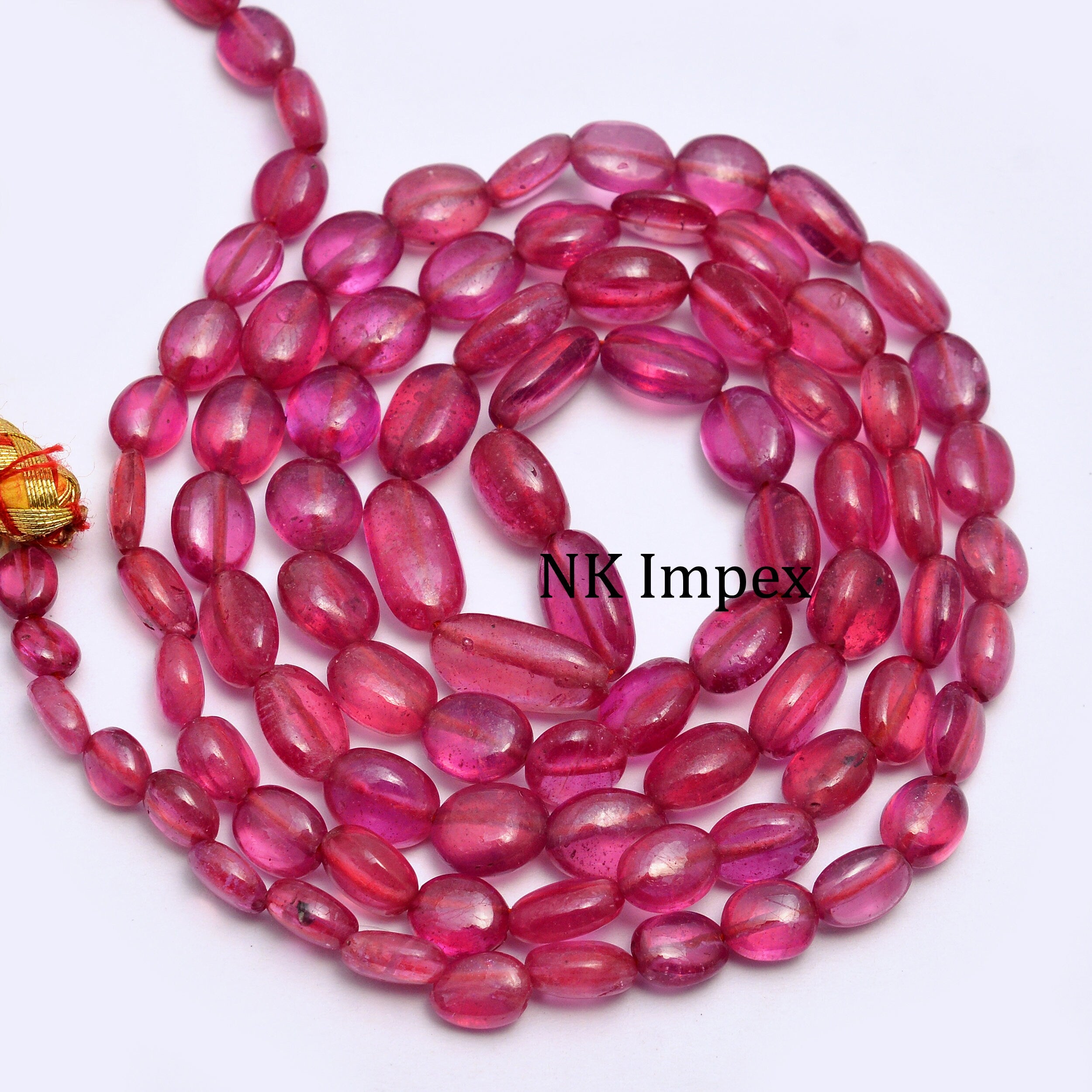 Ruby Smooth Oval Beads, 4x5 mm To 5x10 mm, Pink Ruby Oval, Ruby Oval Beads, Ruby Jewelry Making Gemstone Beads, 18 Inch Strand. SKU No. 1159