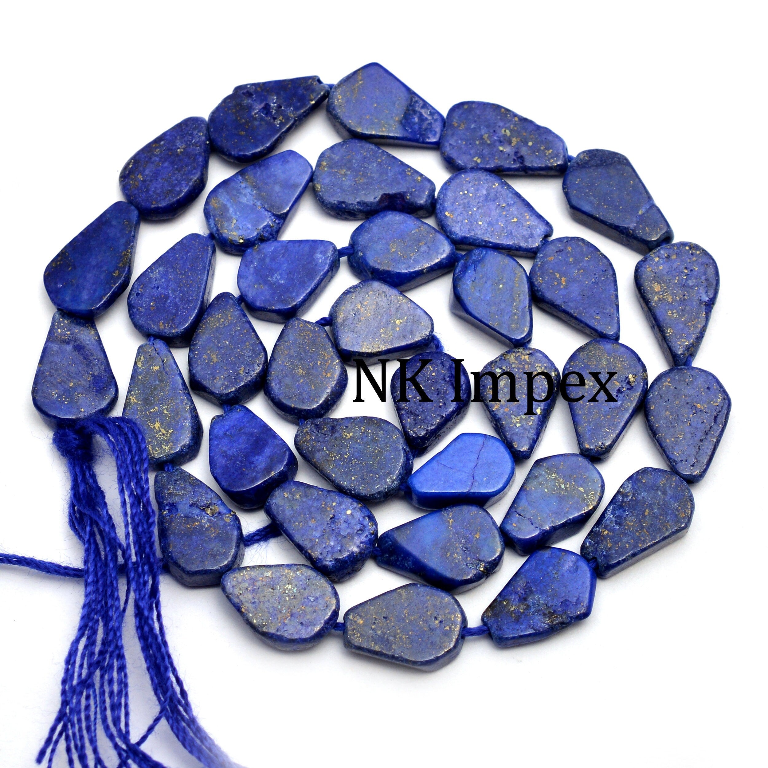 Blue Natural Lapis Lazuli Smooth Pear Beads | Straight Drill Beads | Blue Plain Beads | Gemstone Beads | 14 Inch Strand (SKU1160)
