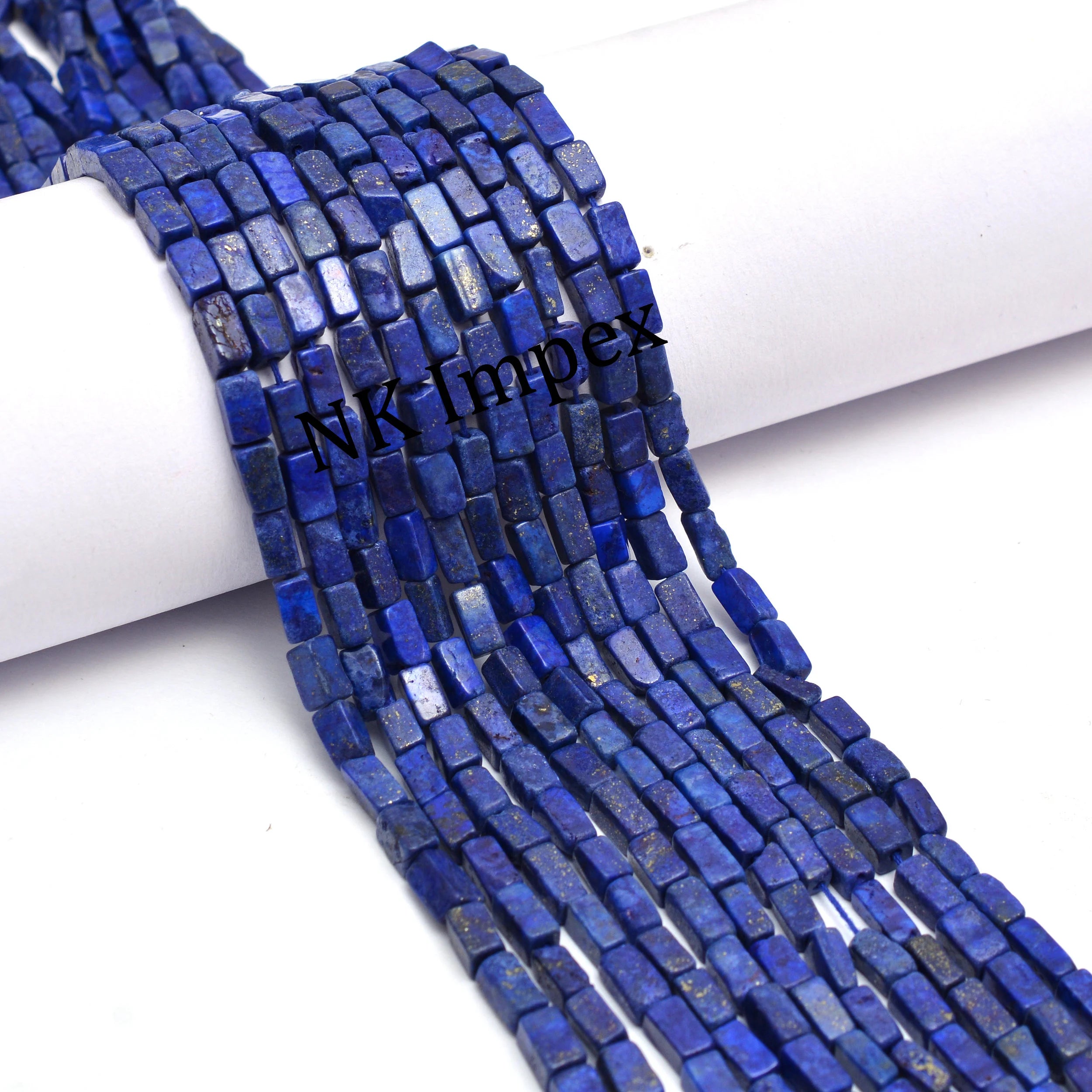 Lapis Lazuli Smooth Rectangle Tube Beads, 3x6 mm To 4x8 mm, Natural Lapis Gemstone Beads, SKU1161