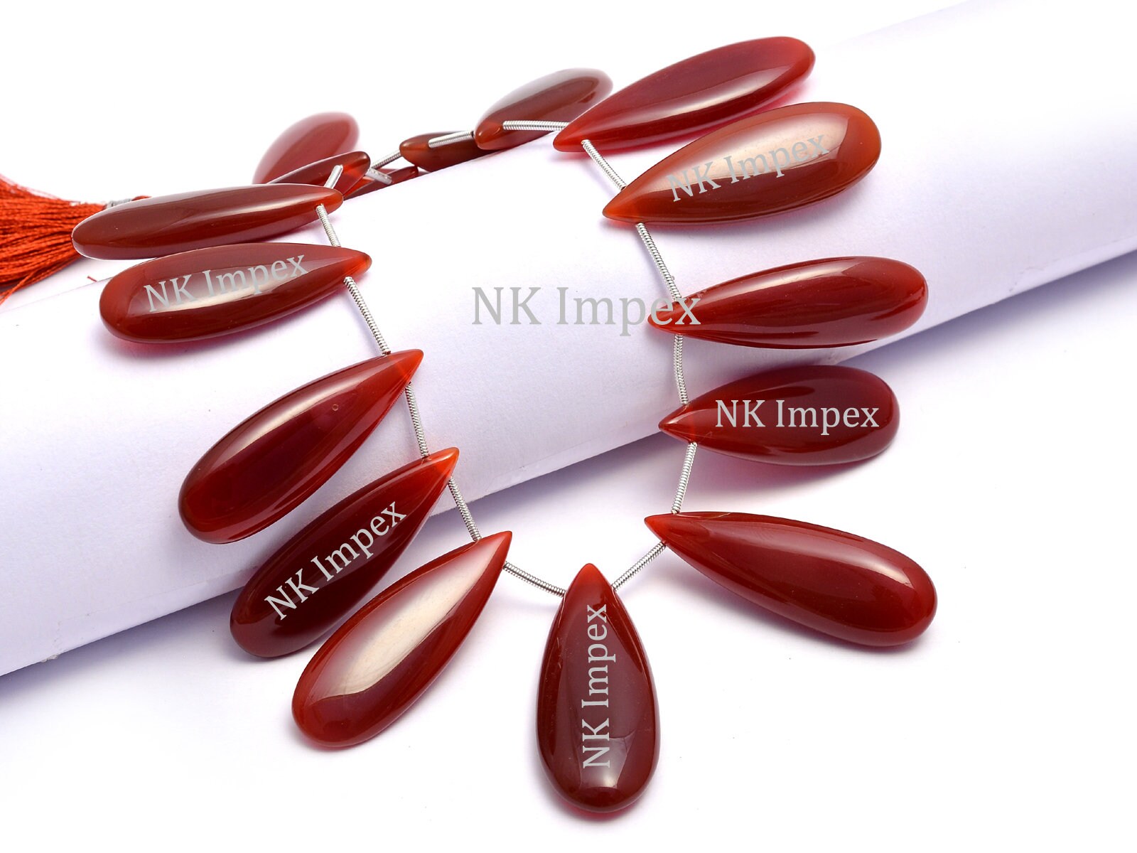 Red Onyx Chalcedony Smooth Pear Long Pear Beads, 12.5x32 mm to 14.5x42 mm, Red Onyx Chalcedony Pear, Red Onyx Jewelry Making, SKU1089