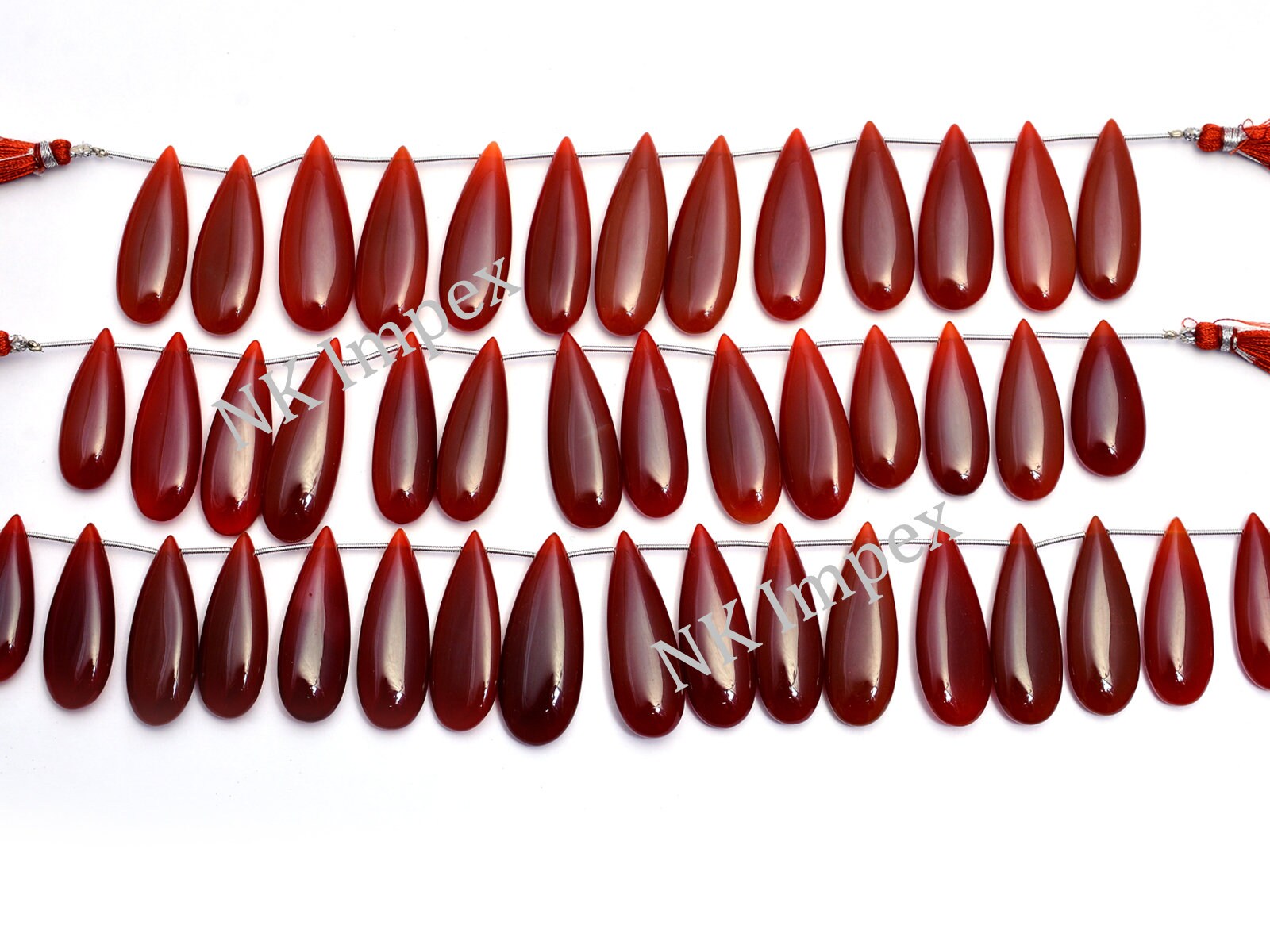 Red Onyx Chalcedony Smooth Pear Long Pear Beads, 12.5x32 mm to 14.5x42 mm, Red Onyx Chalcedony Pear, Red Onyx Jewelry Making, SKU1089