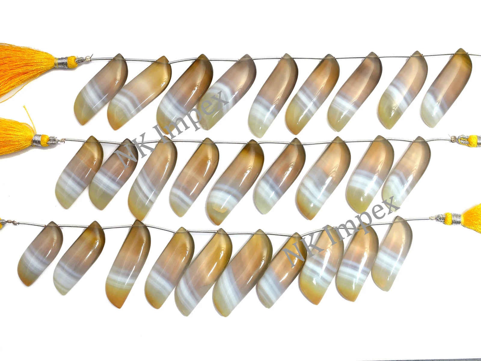 Bi-Color Chalcedony Smooth Rectangle Beads, 13x31 mm to 15x40 mm, Chalcedony Fancy Rectangle Beads, Chalcedony Jewelry Gemstone, SKU1091