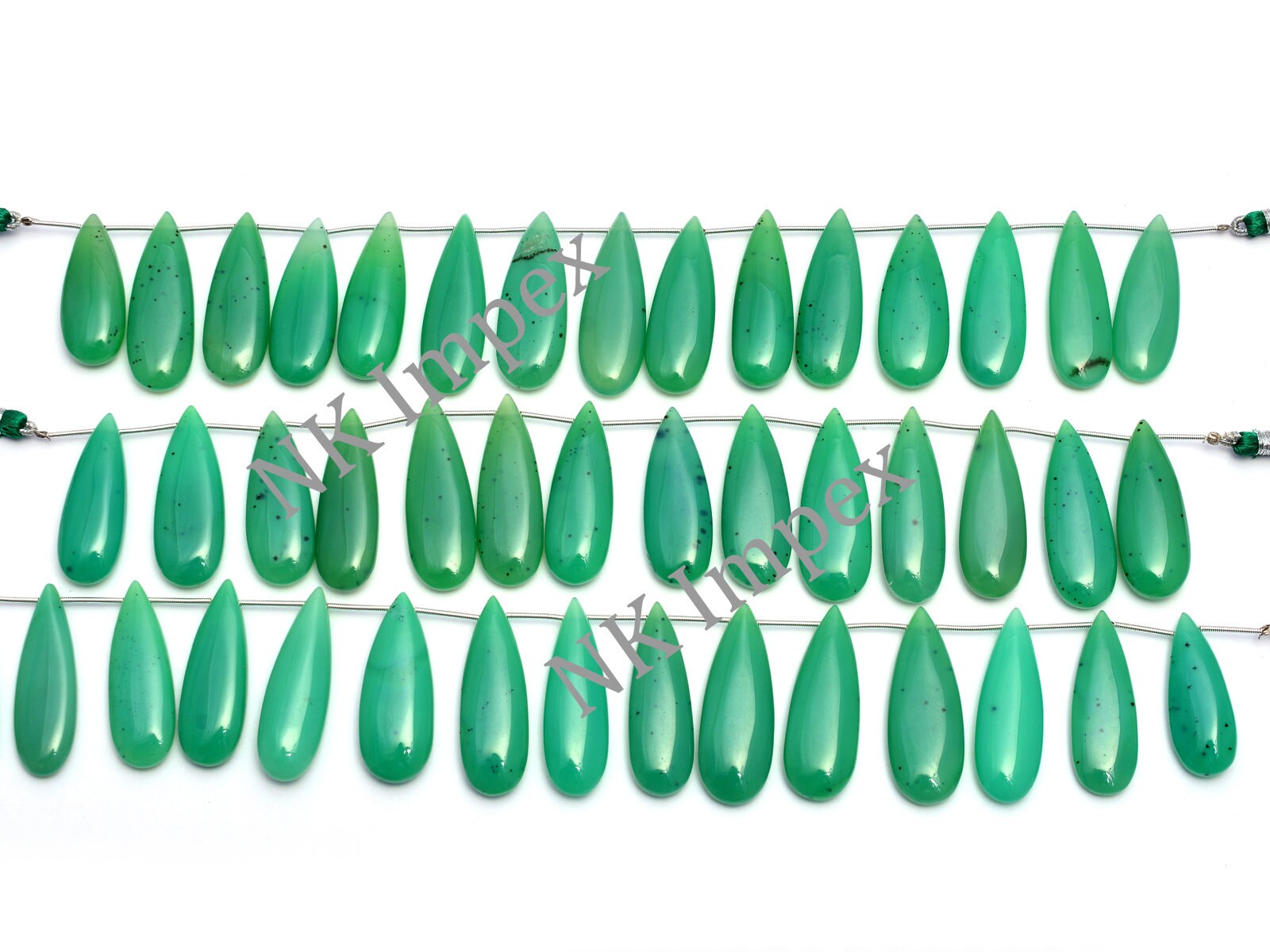 Chrysoprase Chalcedony Smooth Long Pear Beads, 13x33.5mm to 15x41mm, Green Chrysoprase Chalcedony Pear, Chrysoprase Jewelry Pear, SKU1093