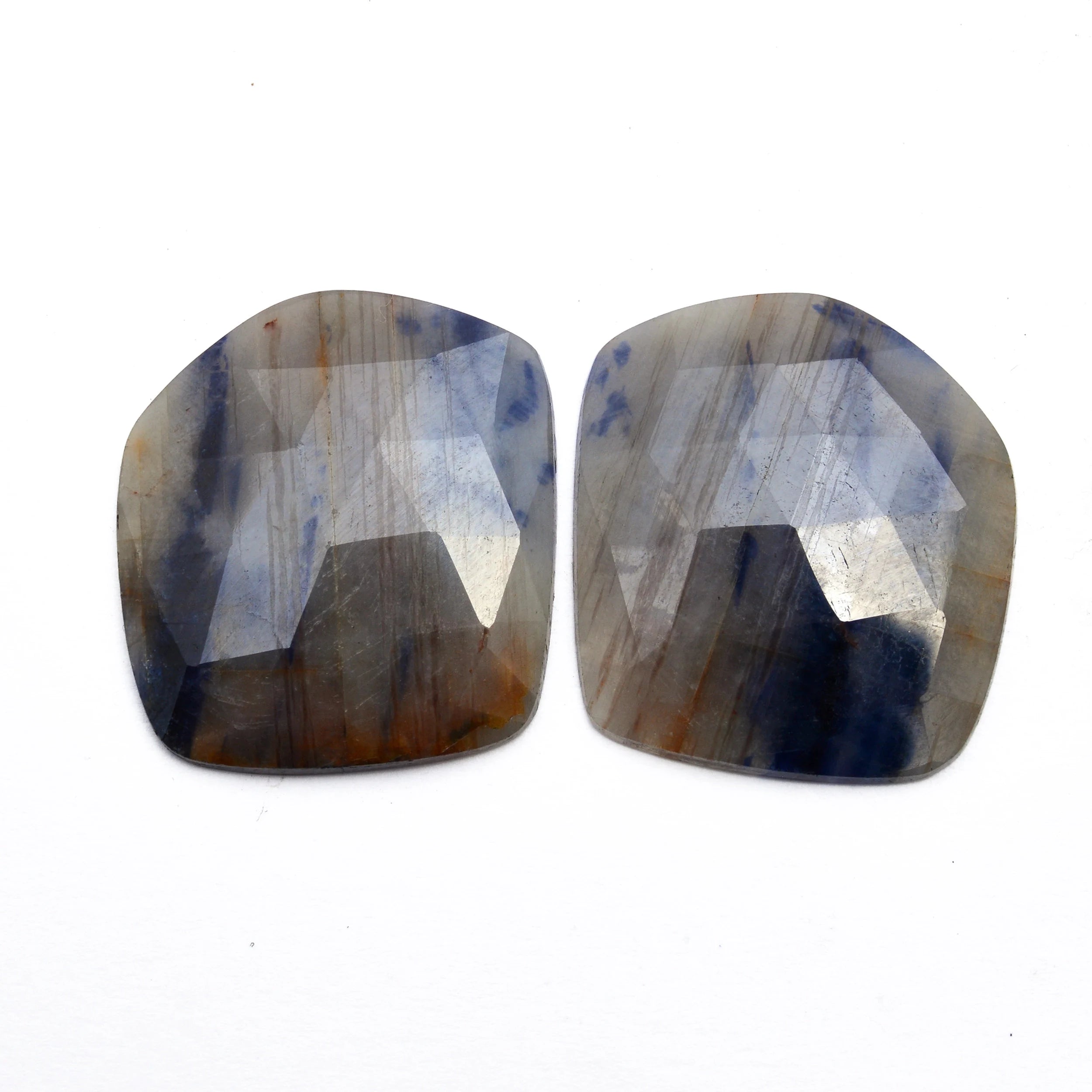 Gray Blue Sapphire Faceted Organic Rosecut Loose Gemstone, 27x30 mm, Sapphire Rosecut, Sapphire Jewelry Making Gemstone Cut, SKU No. 1199