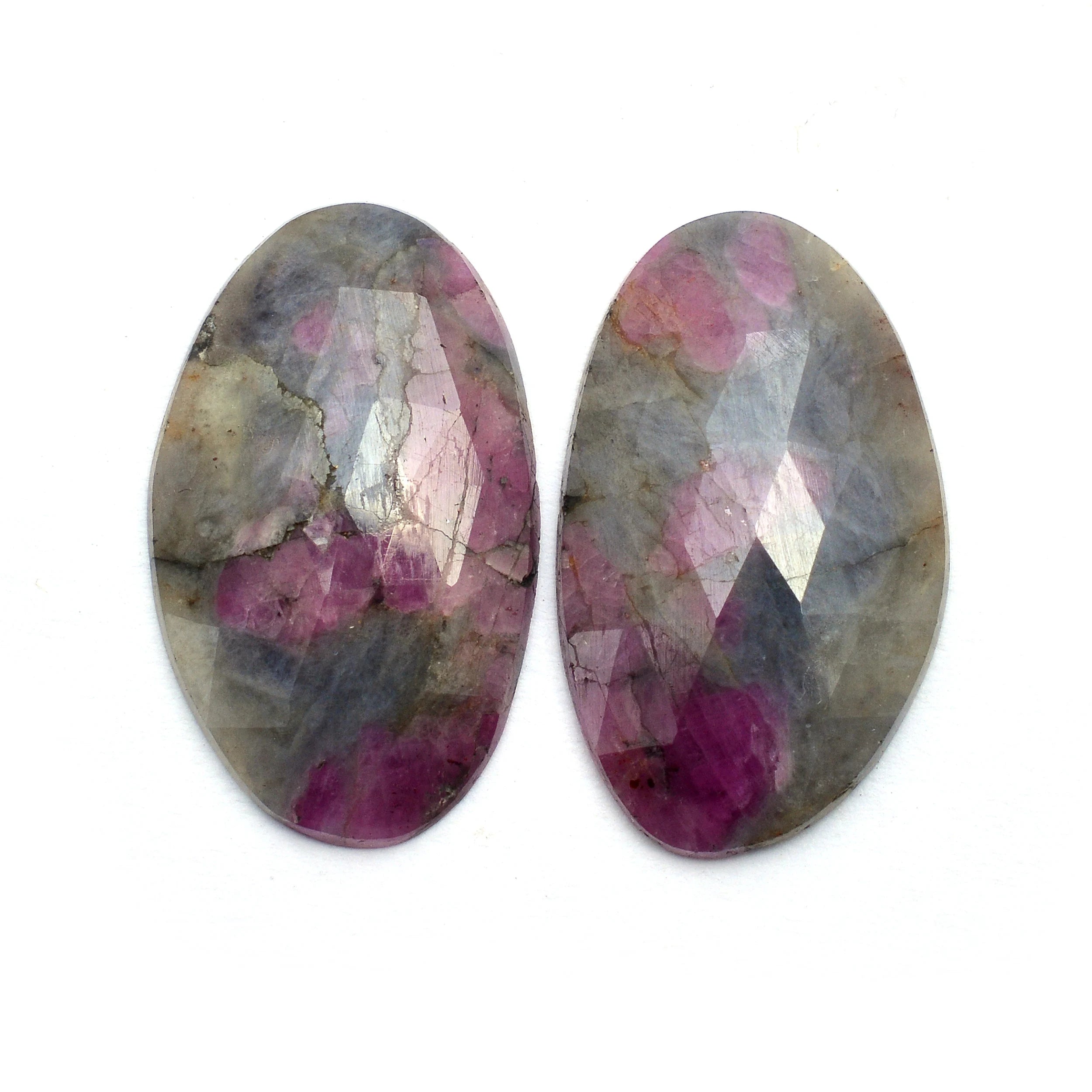 Gray Sapphire Pair Beads, Organic Rosecut Loose Gemstone, Sapphire Faceted Earrings Stone, Gemstone Stone For Jewelry (SKU1209)