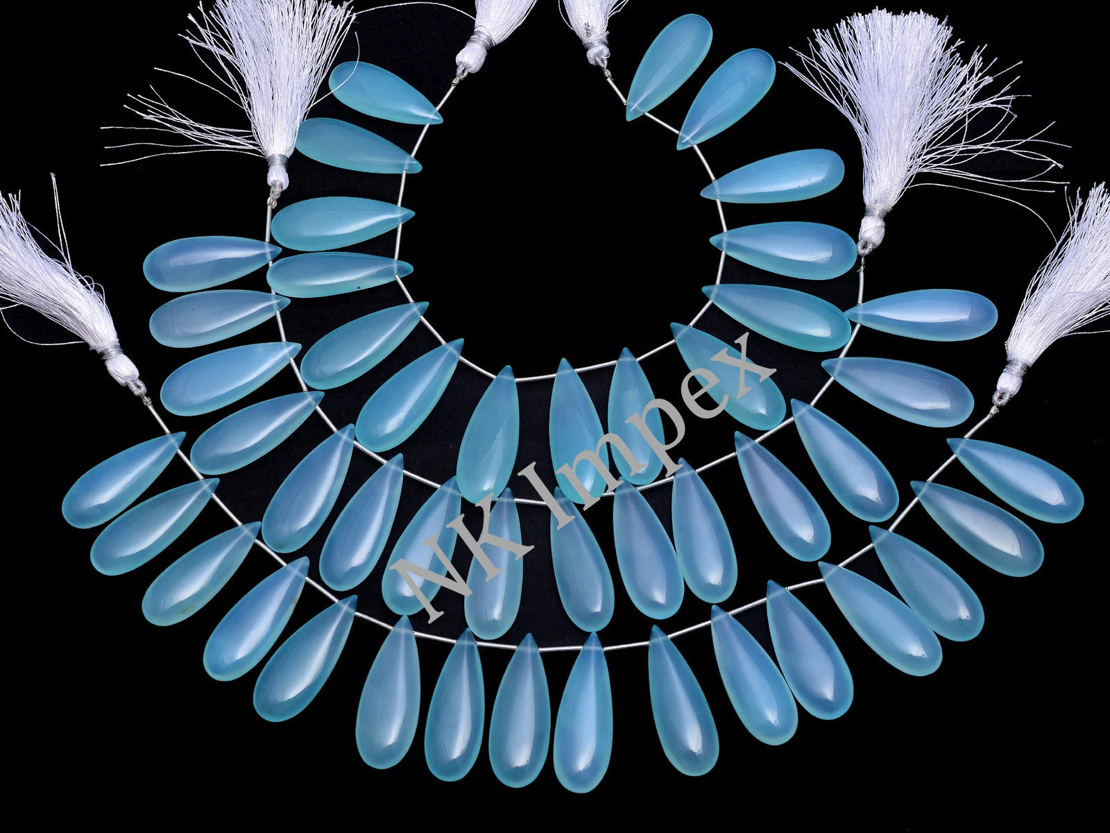 Chalcedony Smooth Pear Beads, 13.5x33 mm To 14x38 mm, Aqua Chalcedony Pear, Chalcedony Jewelry Making Gemstone Beads, SKU1097