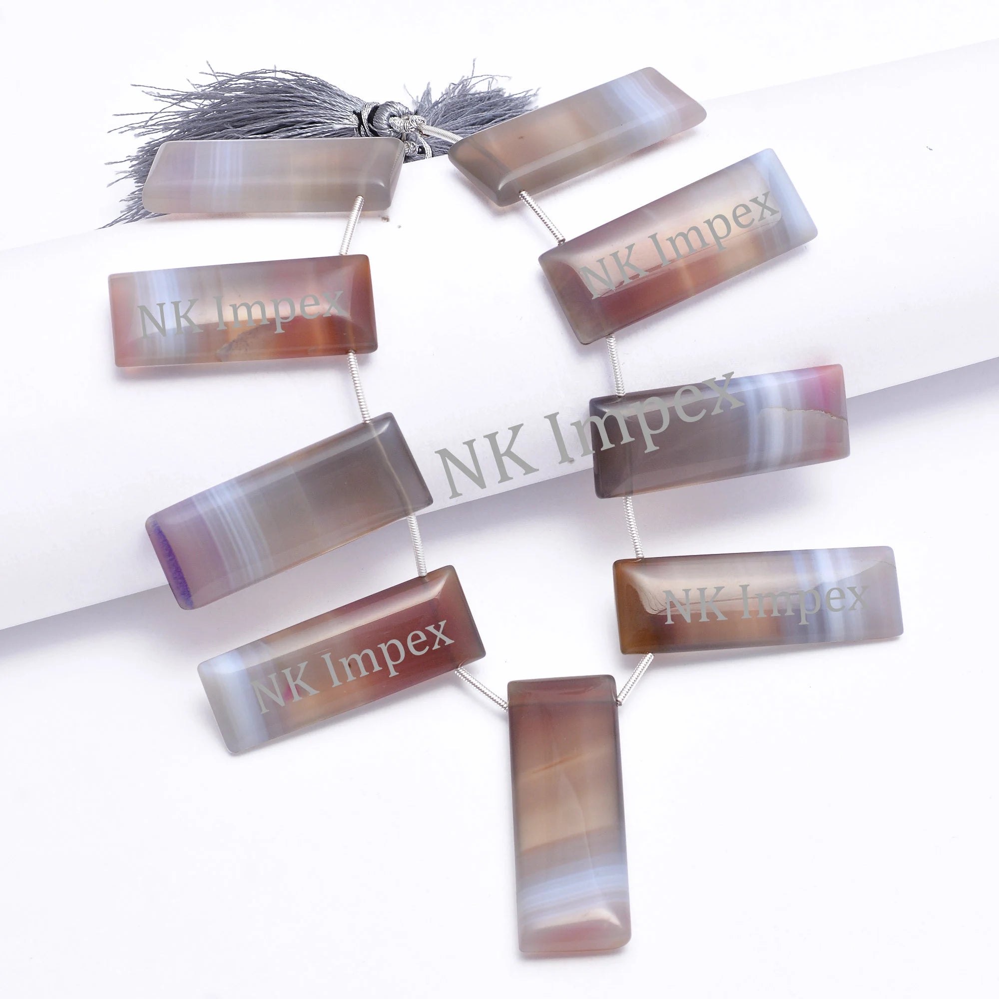 Bi-Color Chalcedony Smooth Rectangle Beads, 13x27 mm to 14x42 mm, Chalcedony Rectangle Beads, Chalcedony Jewelry Gemstone, SKU1100