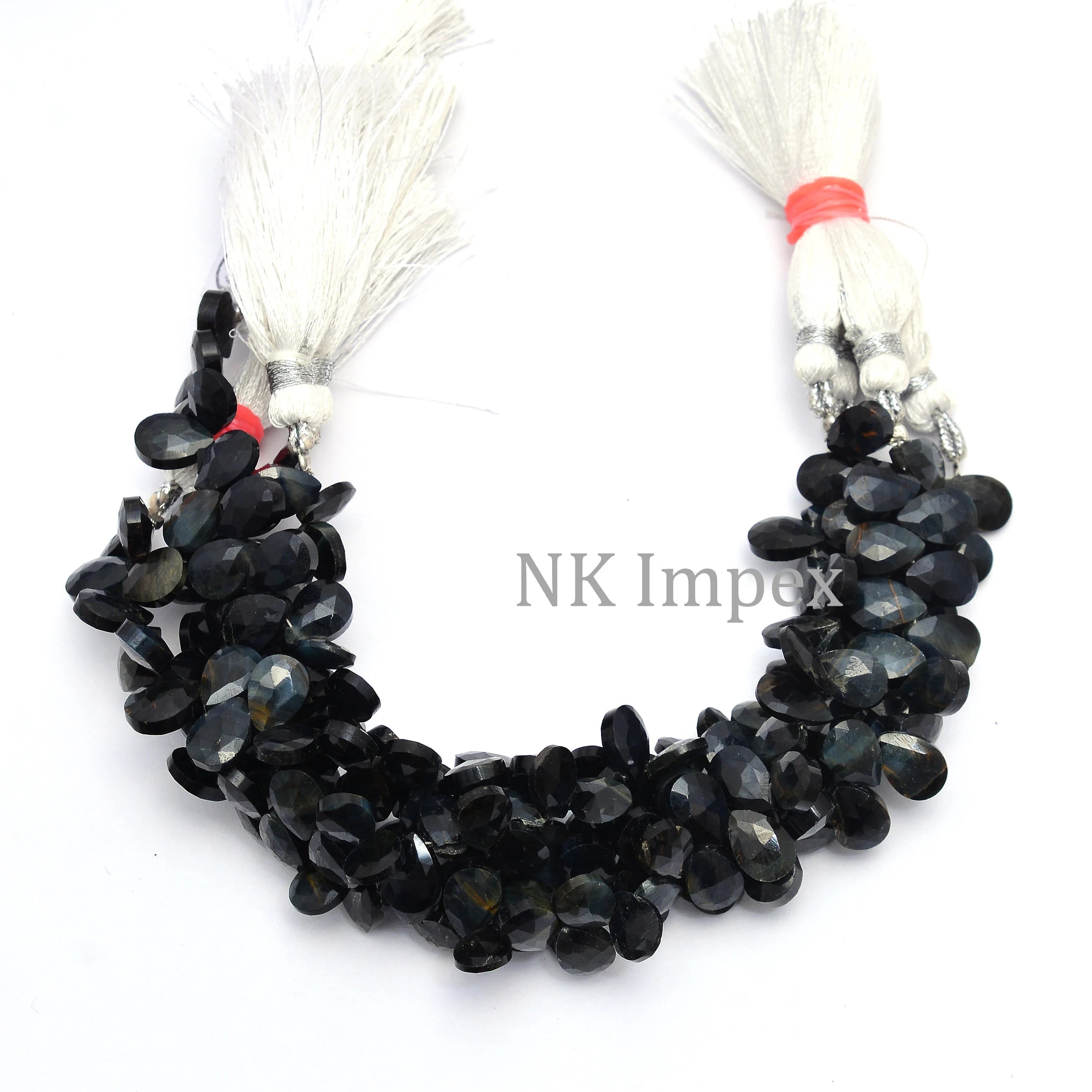 Natural Black Sunstone Faceted Pear Beads, 7x10 mm, Jewelry Making Beads, 7 Inches Strand, (SKU1115)