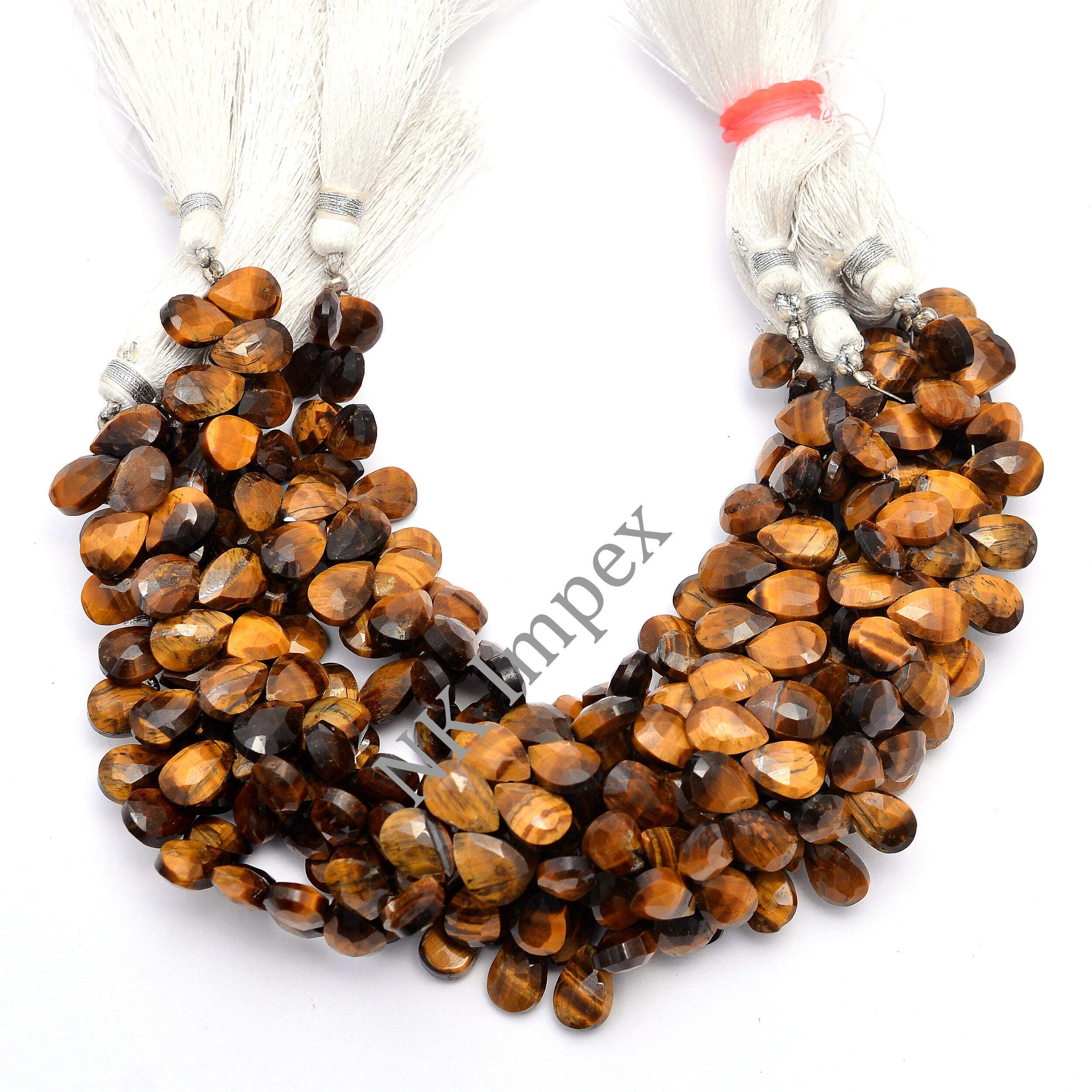 Natural Tiger's Eye Faceted Pear Beads, 7x10 mm, Jewelry Making Gemstone Beads, (SKU1119)