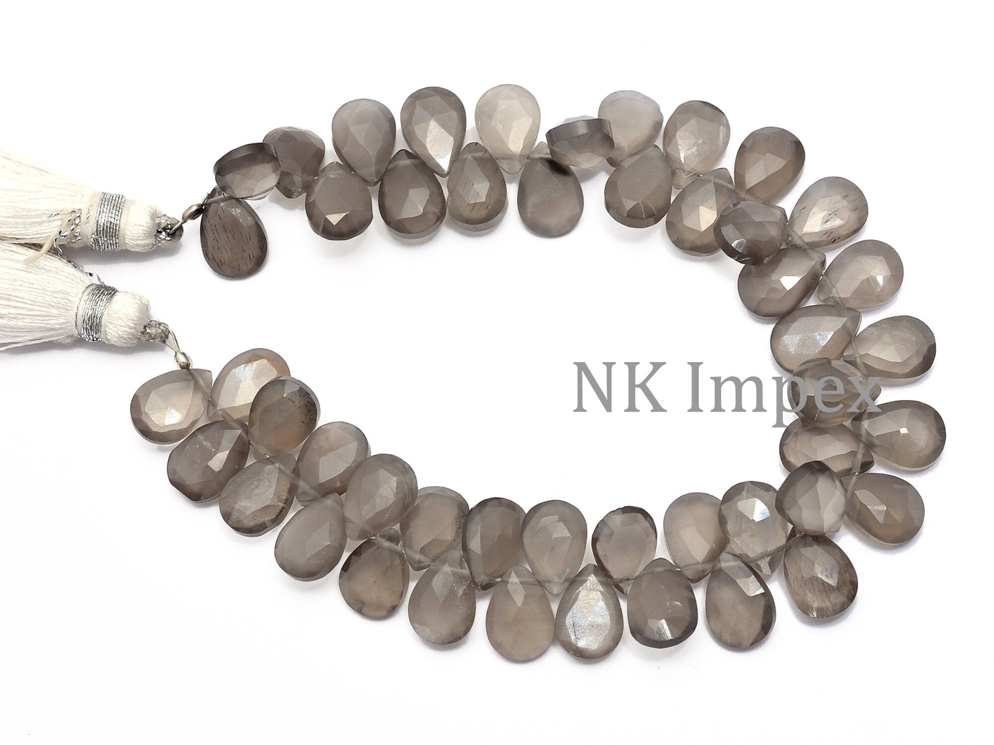 Gray Moonstone Faceted Pear Beads, 7x10 mm, Moonstone Jewelry Making Gemstone Beads, 7 Inches Strand,  (SKU1121)