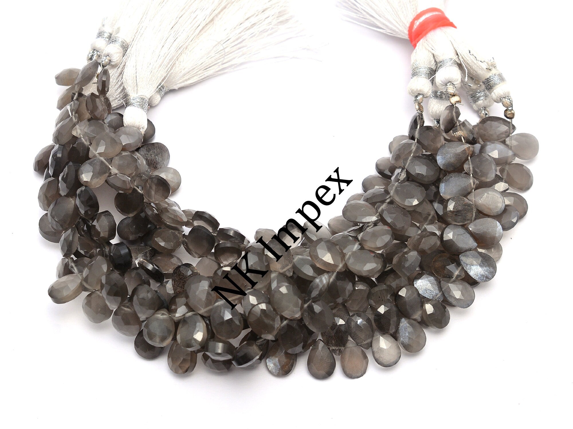 Gray Moonstone Faceted Pear Beads, 7x10 mm, Moonstone Jewelry Making Gemstone Beads, 7 Inches Strand,  (SKU1121)