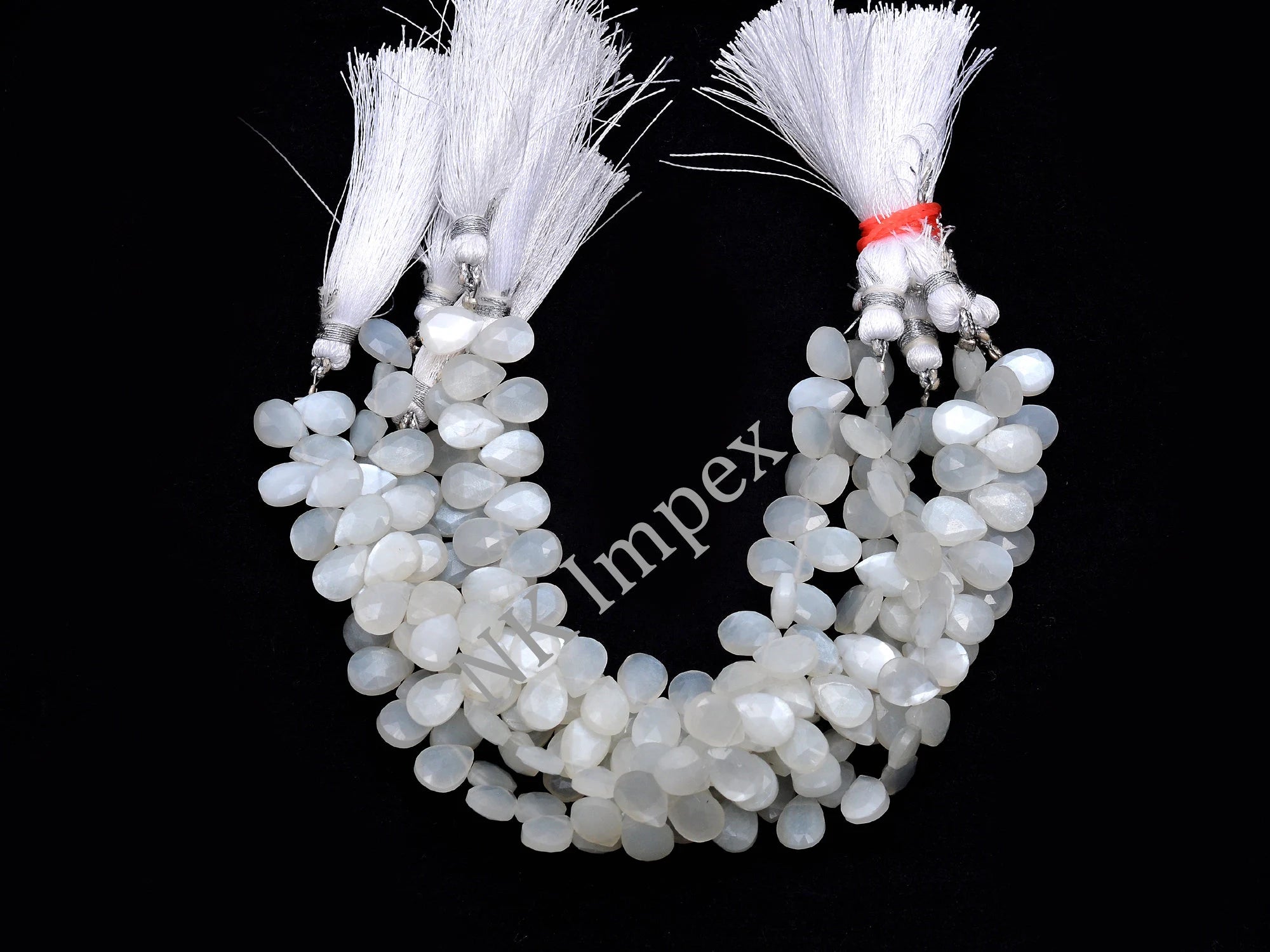 White Moonstone Faceted Pear Beads, 7x10 mm, Moonstone Jewelry Making Gemstone Beads, 7 Inches Strand, (SKU1123)