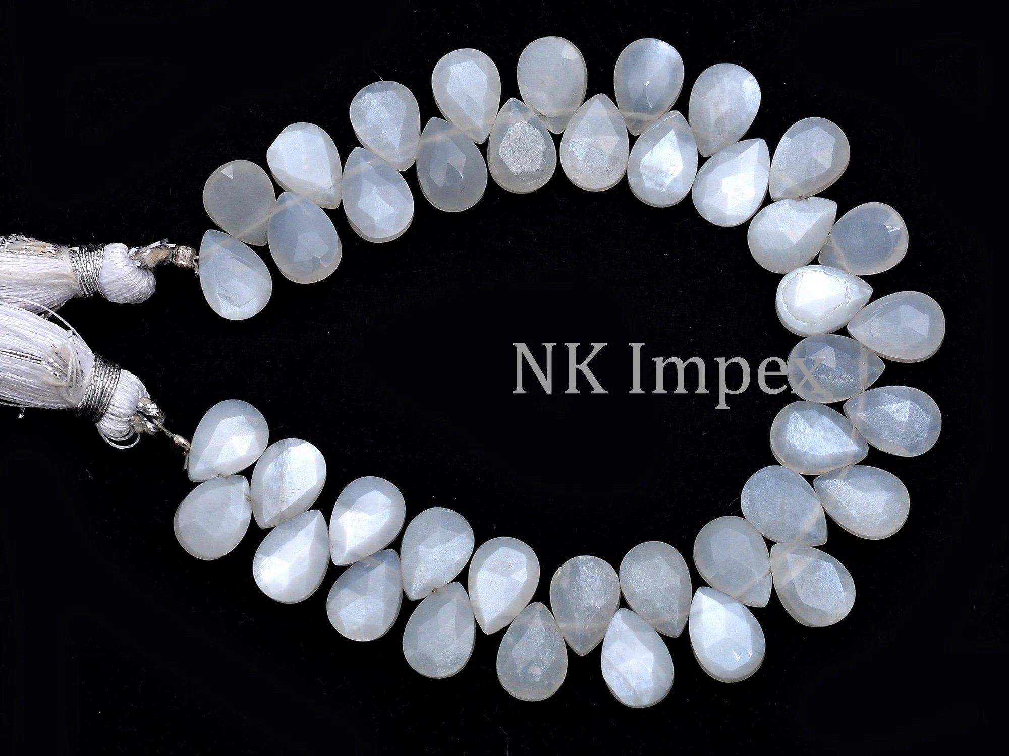 White Moonstone Faceted Pear Beads, 7x10 mm, Moonstone Jewelry Making Gemstone Beads, 7 Inches Strand, (SKU1123)