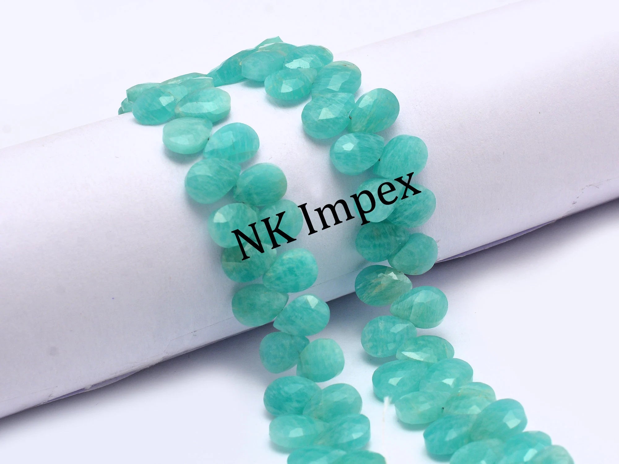 Amazonite Faceted Pear Beads, 7x10mm, Amazonite Jewelry Making Gemstone Beads, 7 Inches Strand, (SKU1126)