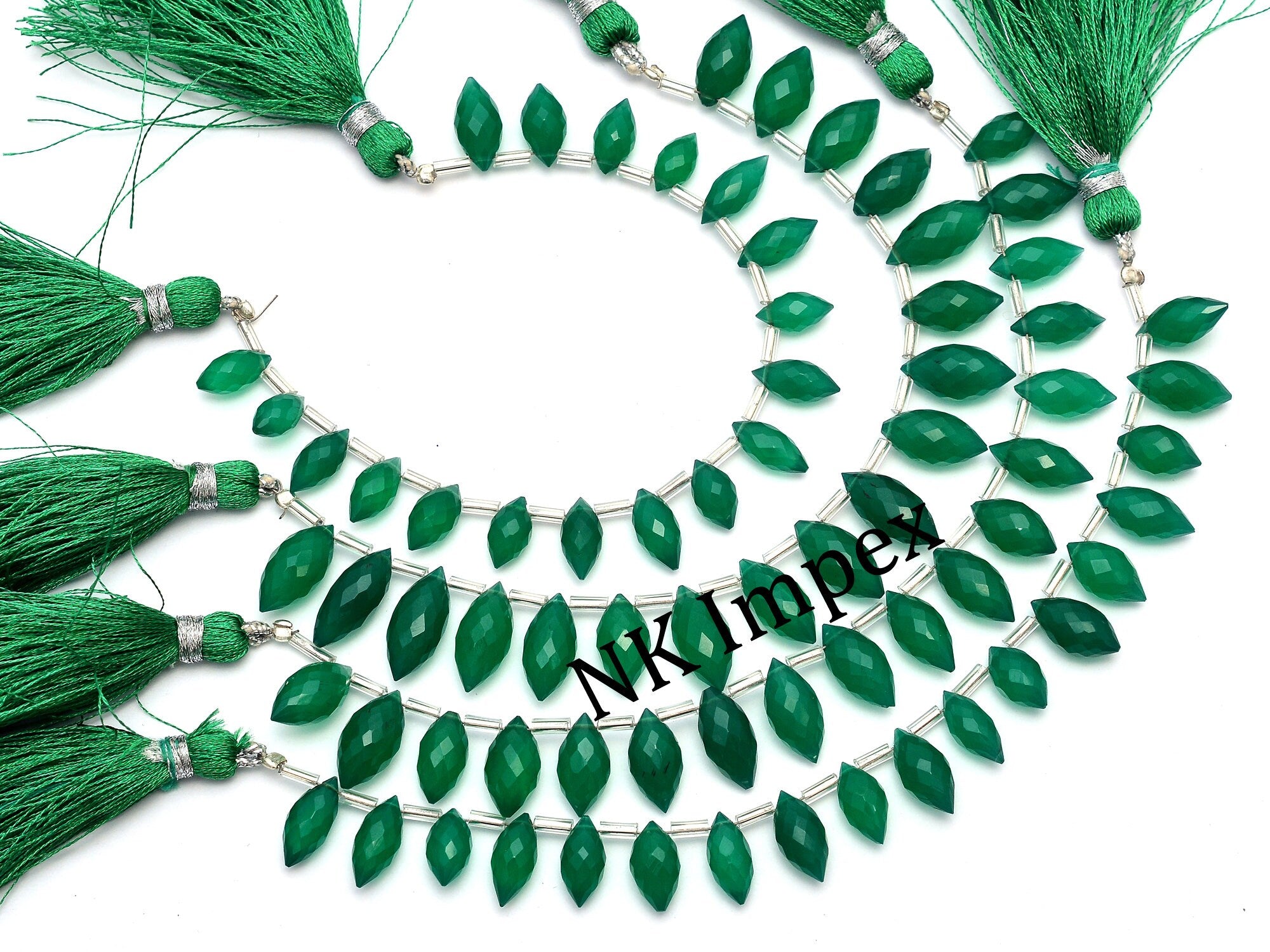 Green Onyx Marquise Faceted Beads, Green Onyx Jewelry Making Gemstone Beads, (SKU1132)