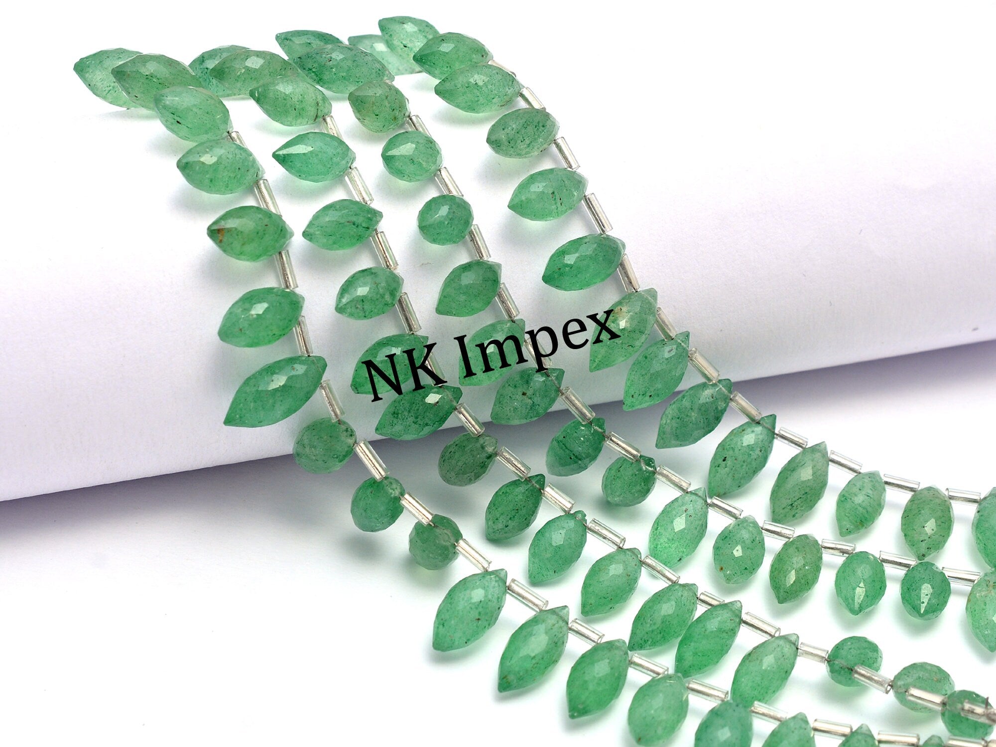 AA Quality Green Strawberry Quartz Faceted Round Marquise Shape Briolettes, Faceted Green Strawberry Quartz Briolettes, (SKU1140)
