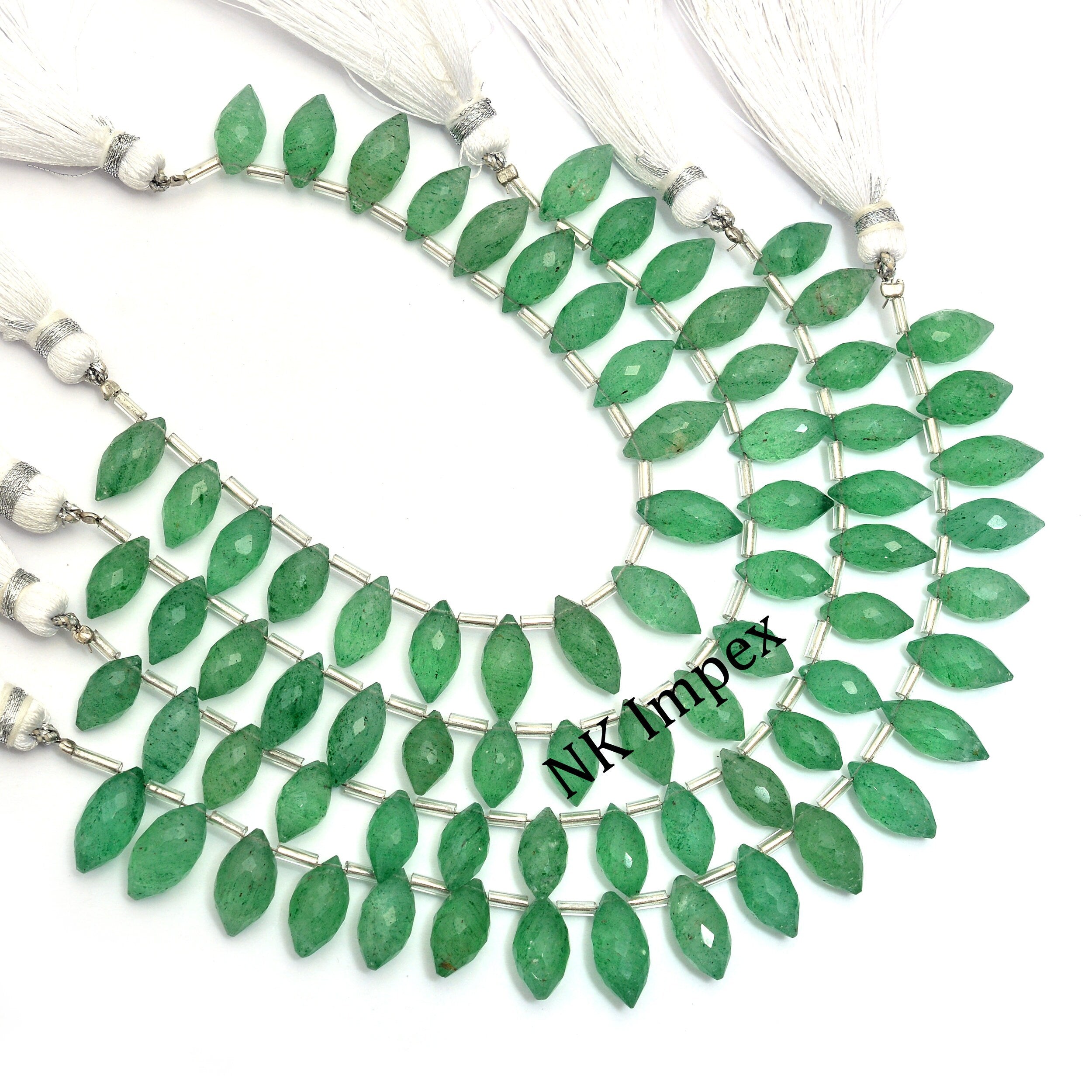 AA Quality Green Strawberry Quartz Faceted Round Marquise Shape Briolettes, Faceted Green Strawberry Quartz Briolettes, (SKU1140)