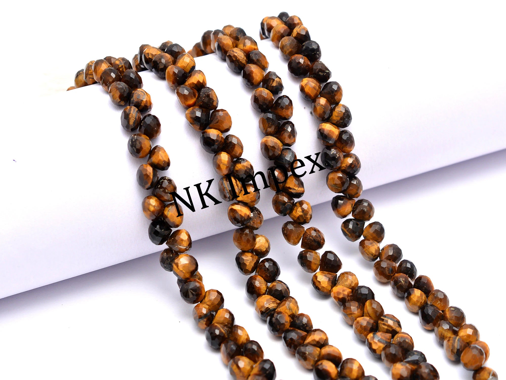 Tiger's Eye Onion Shape Briolettes Beads, Tiger Eye Faceted Stone, Tiger Eye Jewelry Making Gemstone Beads, 7 Inches Strand, SKU1141