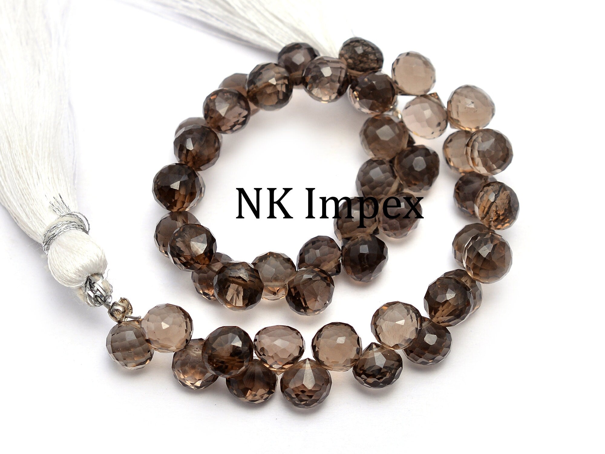 Smoky Quartz Faceted Onion Beads, Smoky Quartz Onion Shape, Smoky Quartz Jewelry Making Gemstone Beads, 7 Inch Strand, SKU No. 1146