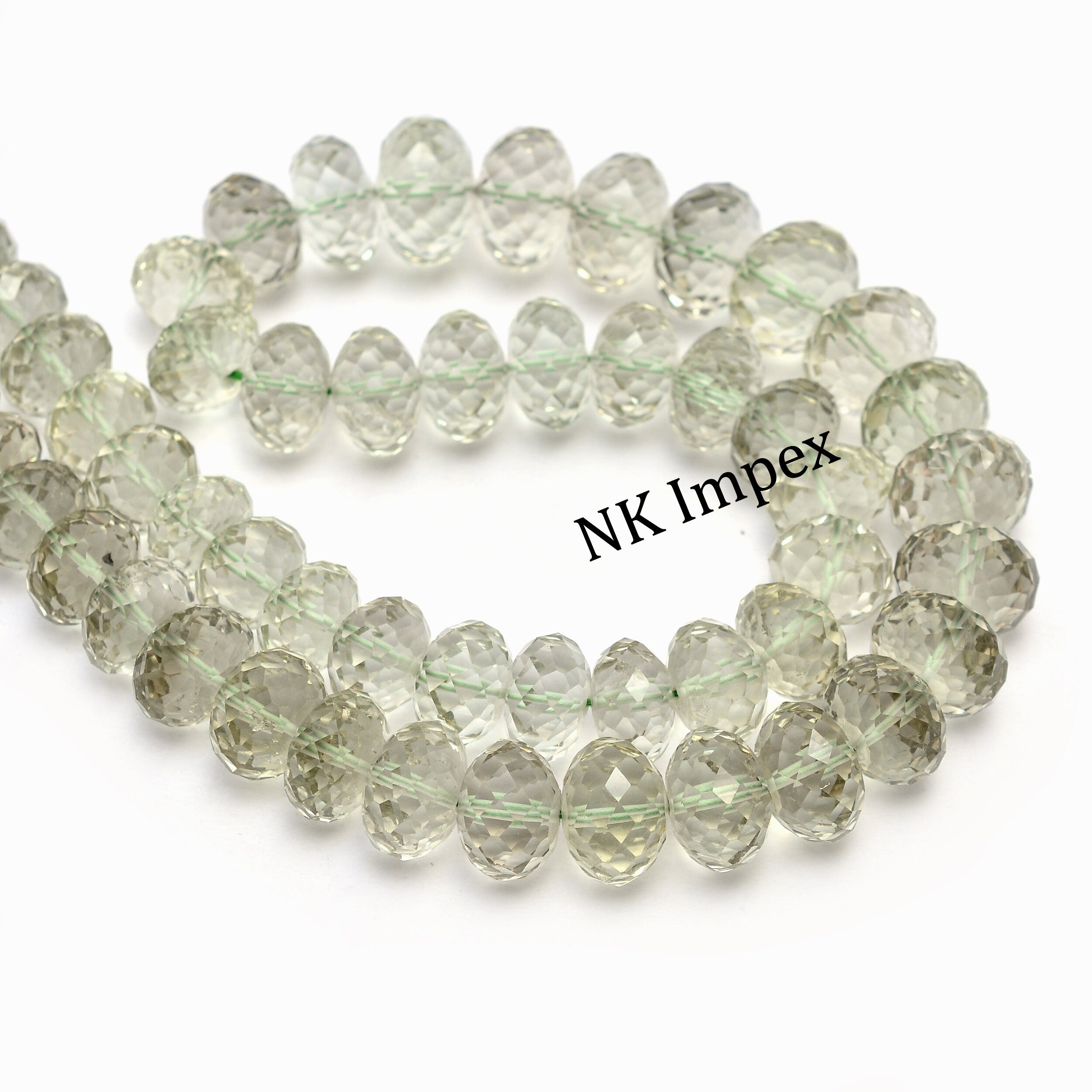 AAA Quality Amethyst, Natural Green Amethyst Beads, 9X12 mm, Amethyst Faceted Rondelle Beads, February Birthstone Beads Jewelry Strand