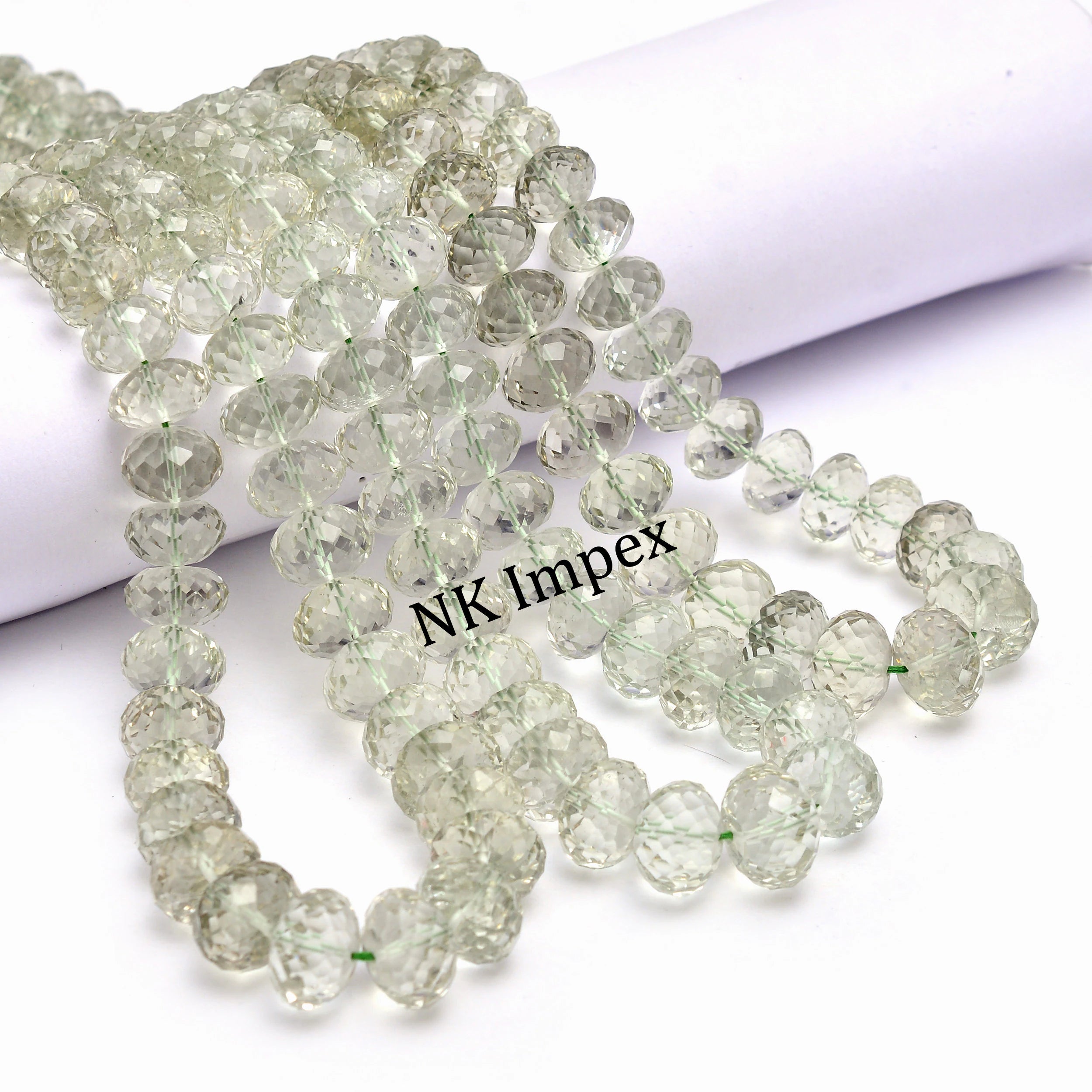 AAA Quality Amethyst, Natural Green Amethyst Beads, 9X12 mm, Amethyst Faceted Rondelle Beads, February Birthstone Beads Jewelry Strand