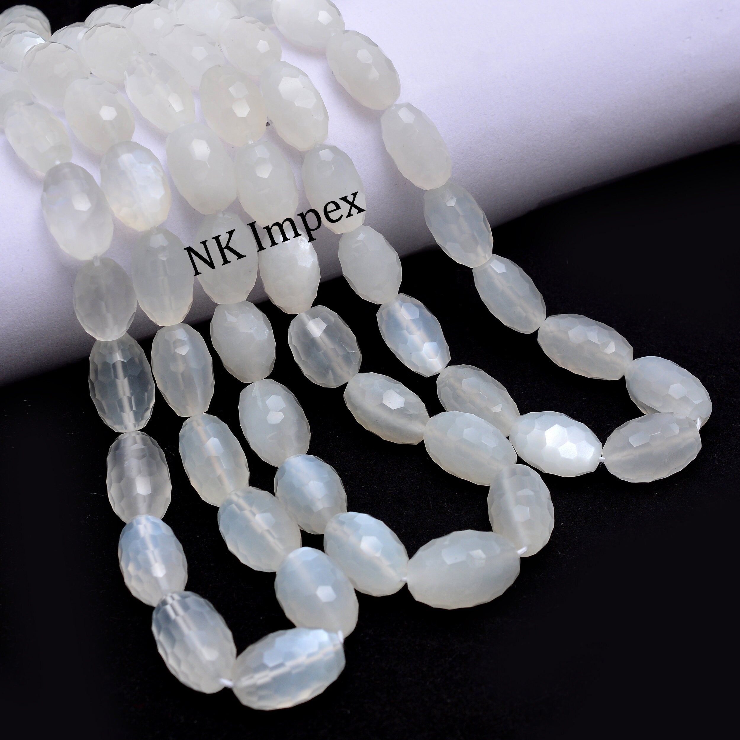 White Moonstone Faceted Barrel Beads, Moonstone Barrel Beads, White Moonstone Barrel, Moonstone Jewelry Making Gemstone Bead,16 Inch,SKU1153