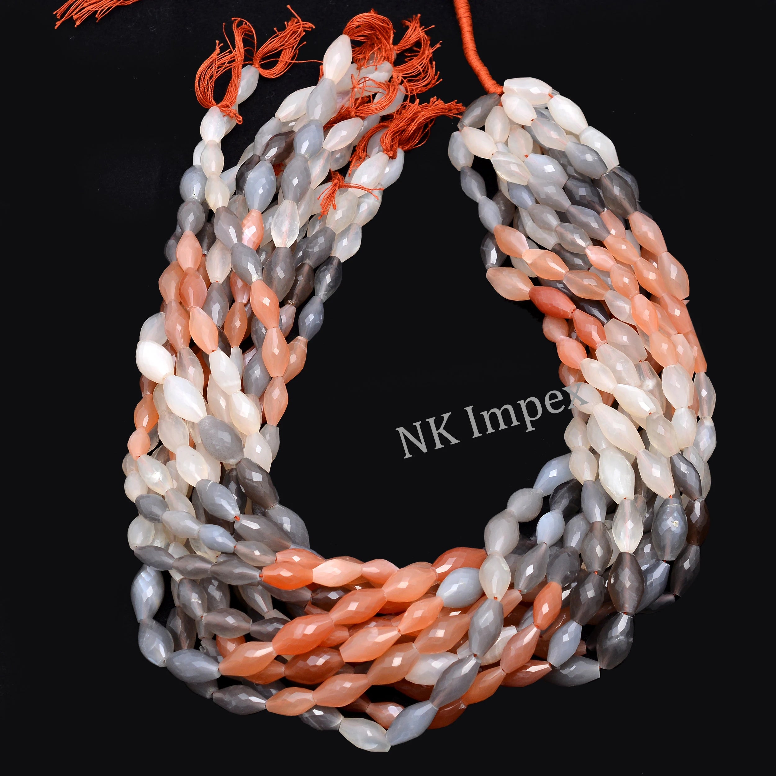 Multi Moonstone Faceted Barrel Beads, 6x10 mm To 8x15 mm, Multi Moonstone Drum Beads, Moonstone Jewelry Making Beads, 17 Inch, SKU1155