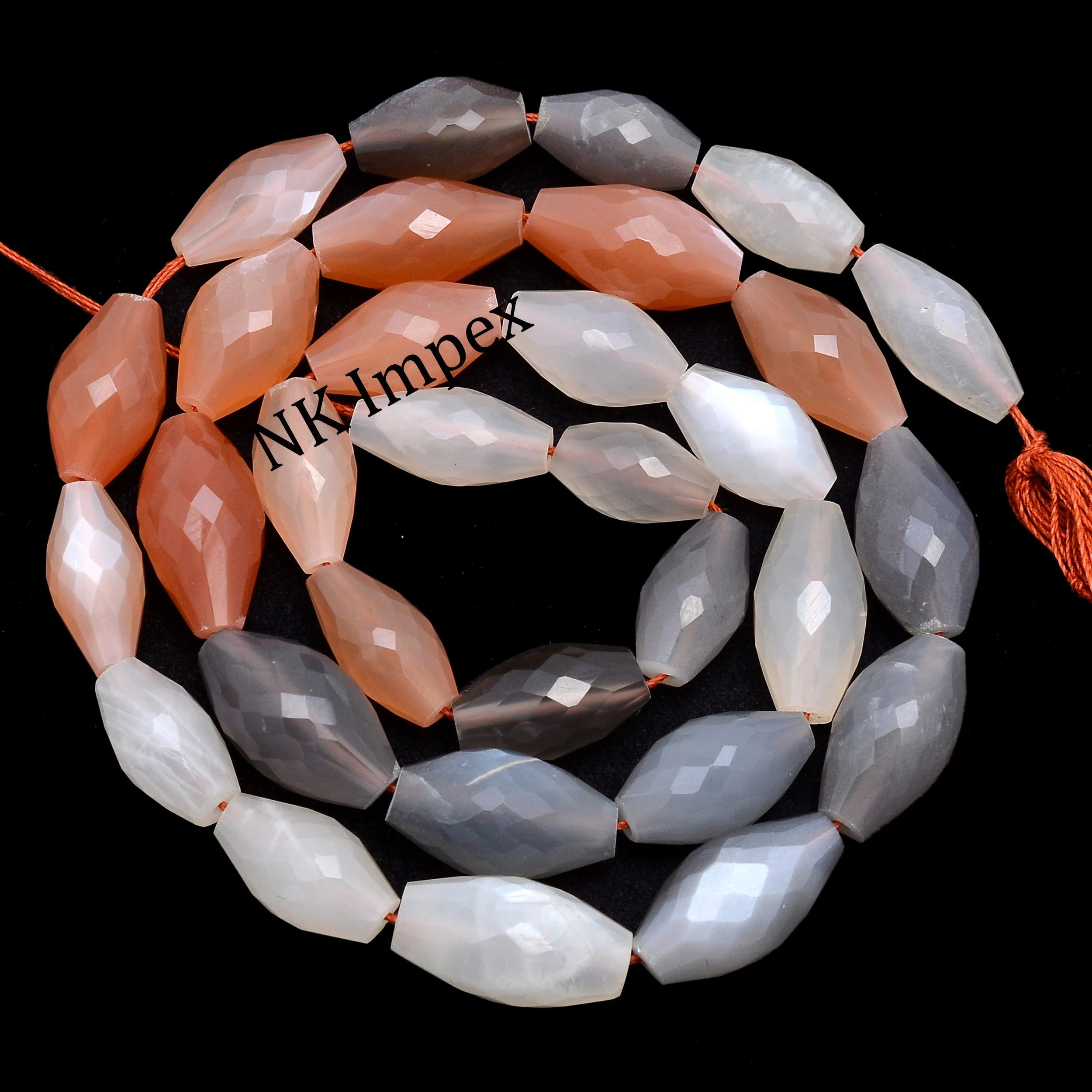 Multi Moonstone Faceted Barrel Beads, 6x10 mm To 8x15 mm, Multi Moonstone Drum Beads, Moonstone Jewelry Making Beads, 17 Inch, SKU1155