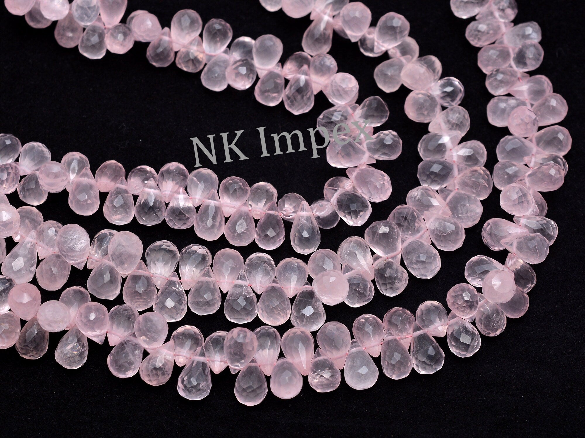 Pink Rose Quartz Faceted Drops Beads, 6x8 mm To 7x12 mm, Rose Quartz Drops, Rose Quartz Jewelry Making Gemstone Beads, SKU No. 1156