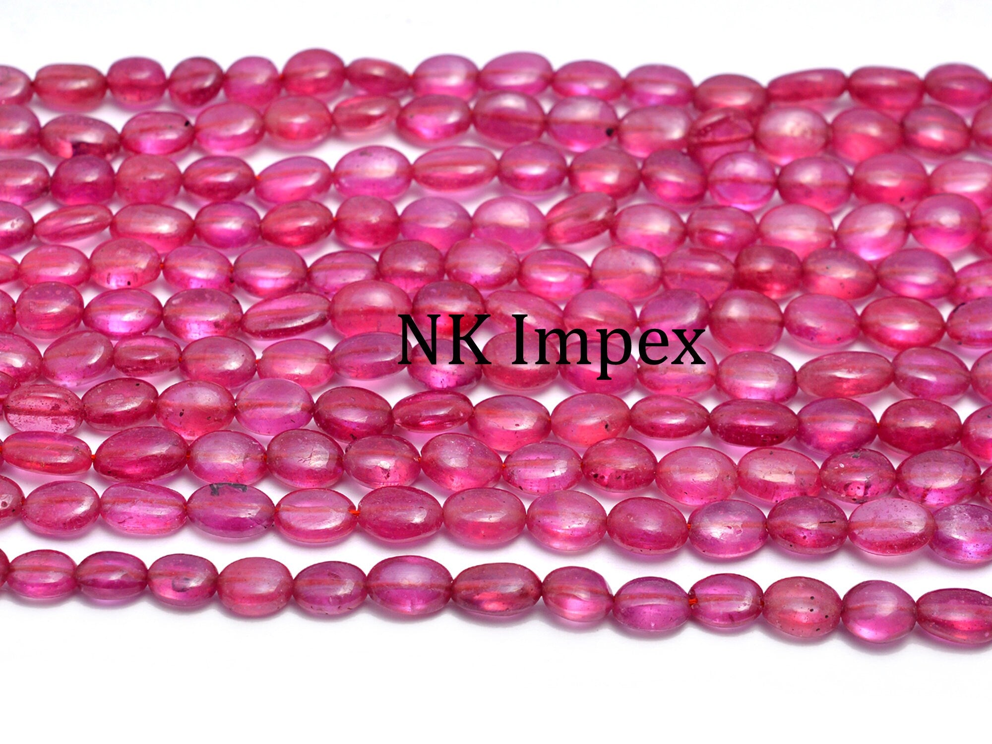 Ruby Smooth Oval Beads, 4x5 mm To 5x10 mm, Pink Ruby Oval, Ruby Oval Beads, Ruby Jewelry Making Gemstone Beads, 18 Inch Strand. SKU No. 1159