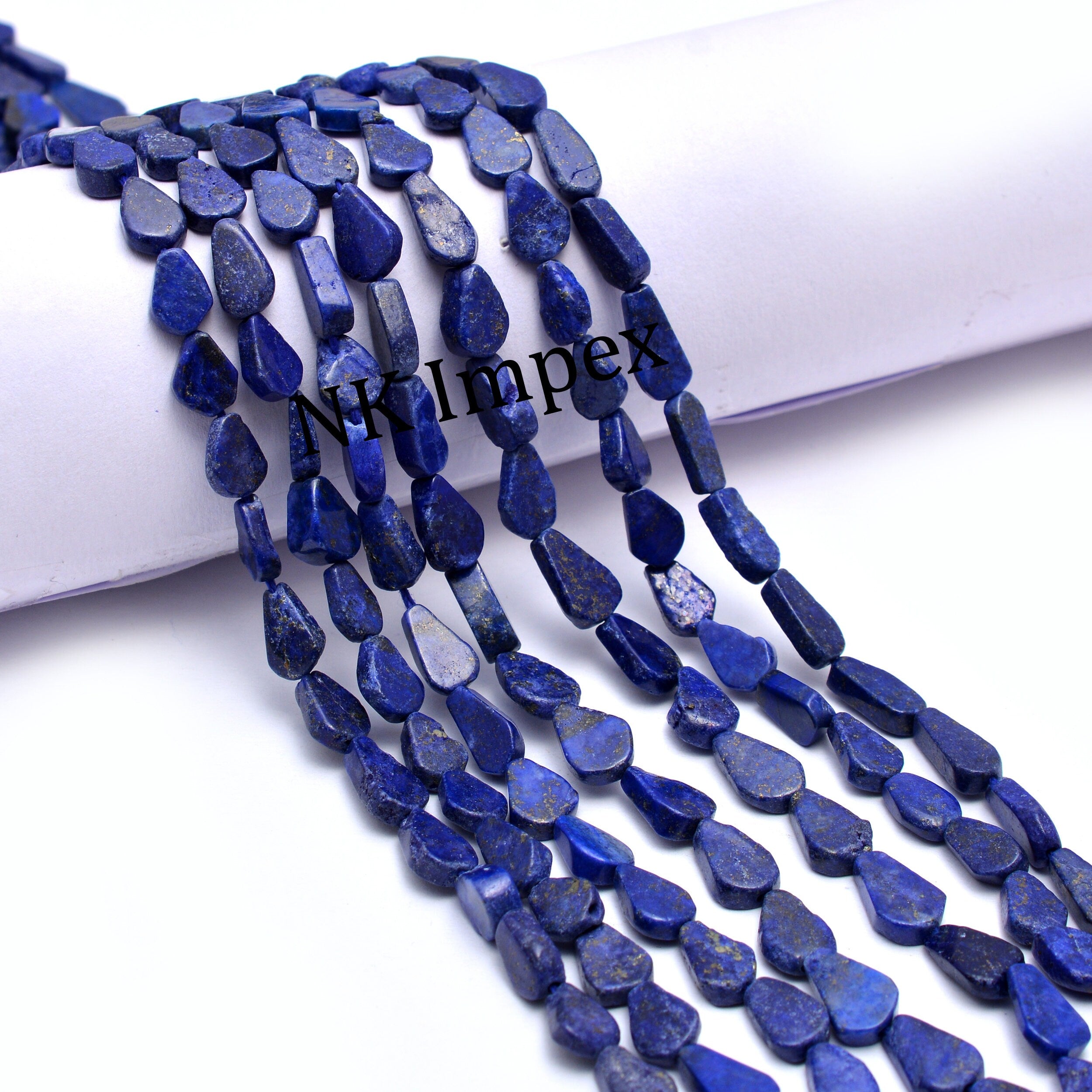 Blue Natural Lapis Lazuli Smooth Pear Beads | Straight Drill Beads | Blue Plain Beads | Gemstone Beads | 14 Inch Strand (SKU1160)