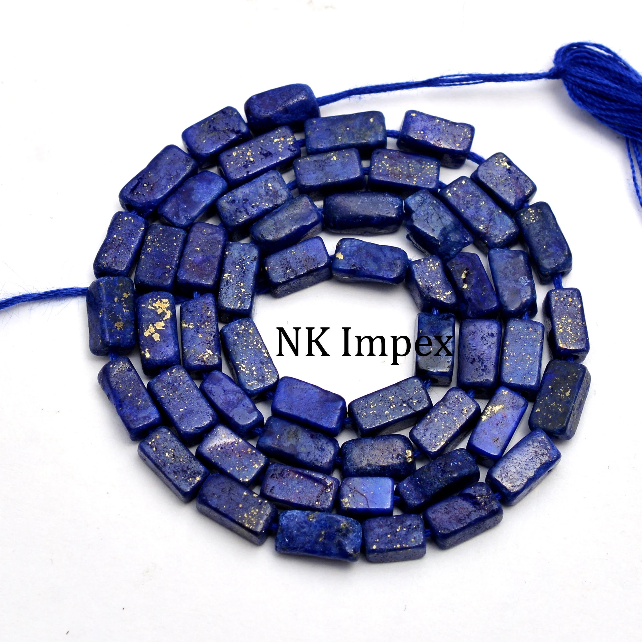 Lapis Lazuli Smooth Rectangle Tube Beads, 3x6 mm To 4x8 mm, Natural Lapis Gemstone Beads, SKU1161