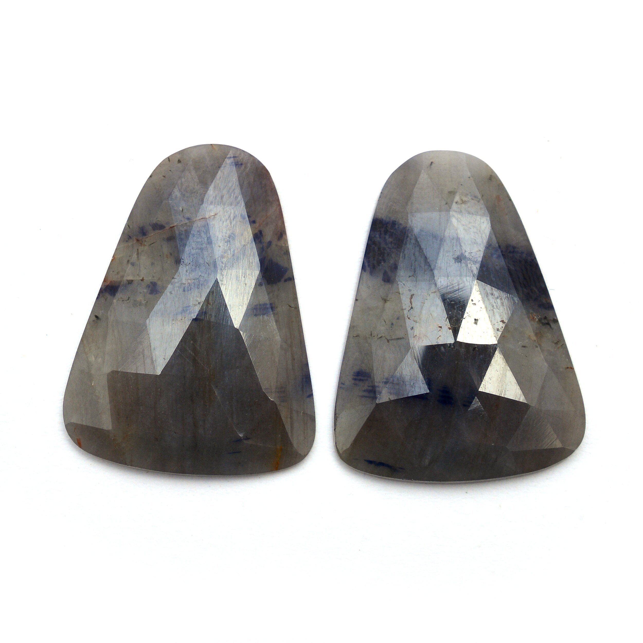 Gray Sapphire Faceted Rosecut Loose Gemstone, 21x28 mm, Gray Sapphire Organic Cut, Sapphire Handmade Jewelry Making Gemstone, SKU no. 1202