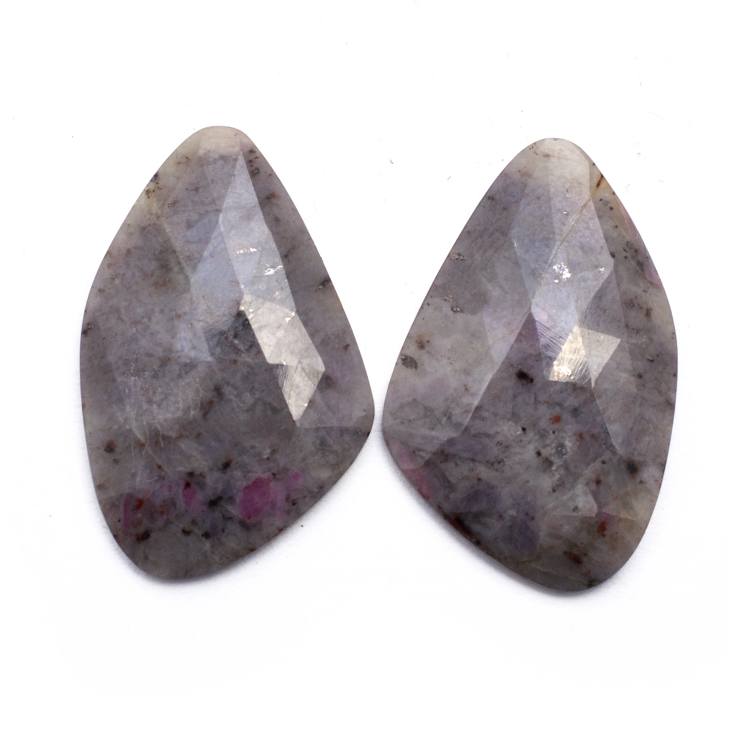 Gray Sapphire Faceted Rosecut Loose Gemstone, 19x30 mm, Gray Sapphire Organic Cut, Sapphire Jewelry Making Gemstone Rosecut, SKU No. 1214