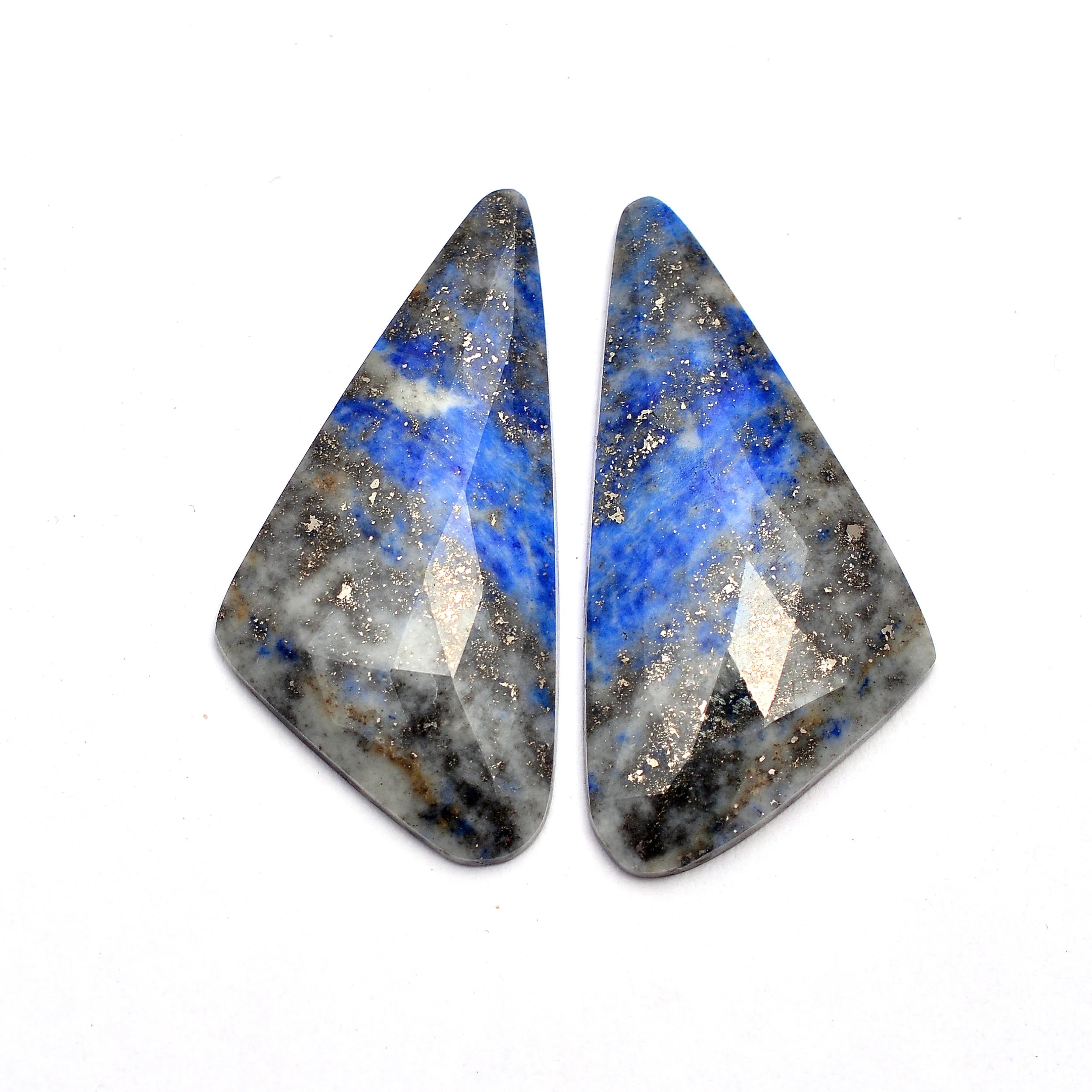 Bi Color Lapis Lazuli Rosecut Loose Gemstone, 16.5x33.5 mm, Lapis Lazuli Organic Cut, Lapis Rosecut Jewelry Making Gemstone Pair, SKU No1173