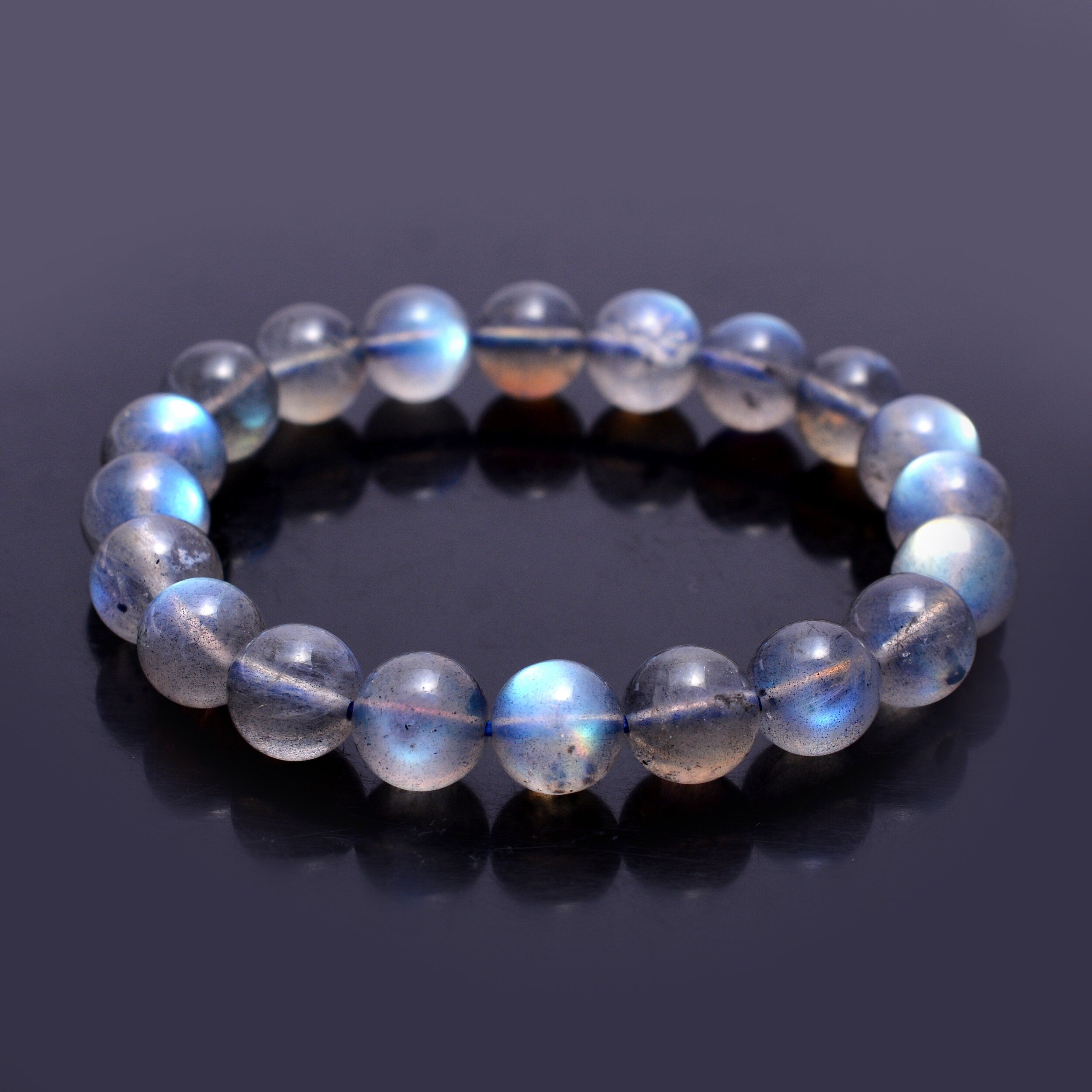 Labradorite Beads Bracelet, Blue Flash Gemstone, Labradorite Bracelet For Women, Beaded Bracelet Easy Adjustable, 7" Bracelet (SKU1252)