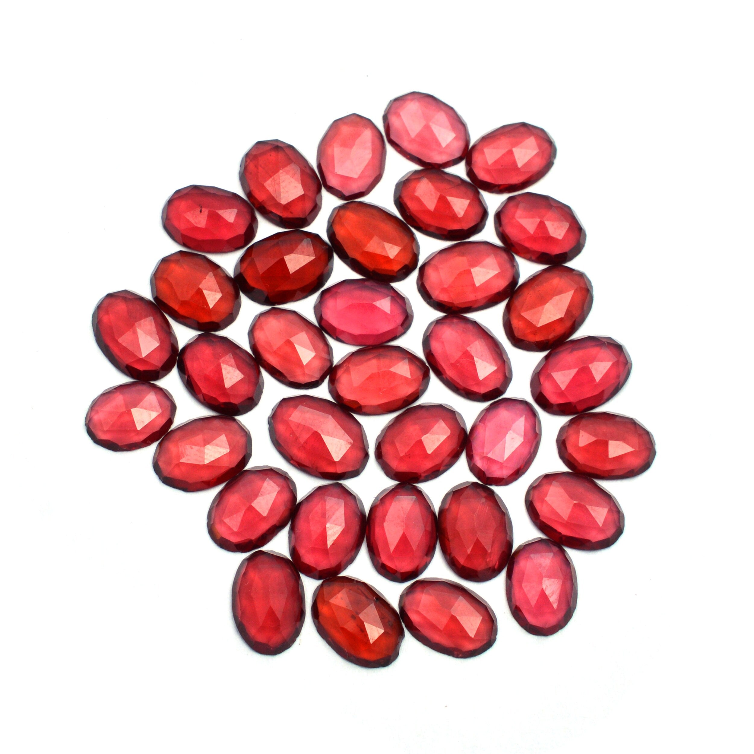Garnet Oval Rosecut Loose Stone, Natural Mozambique Gemstone, Faceted Gemstone, 34 Pieces Lot (SKU1285)