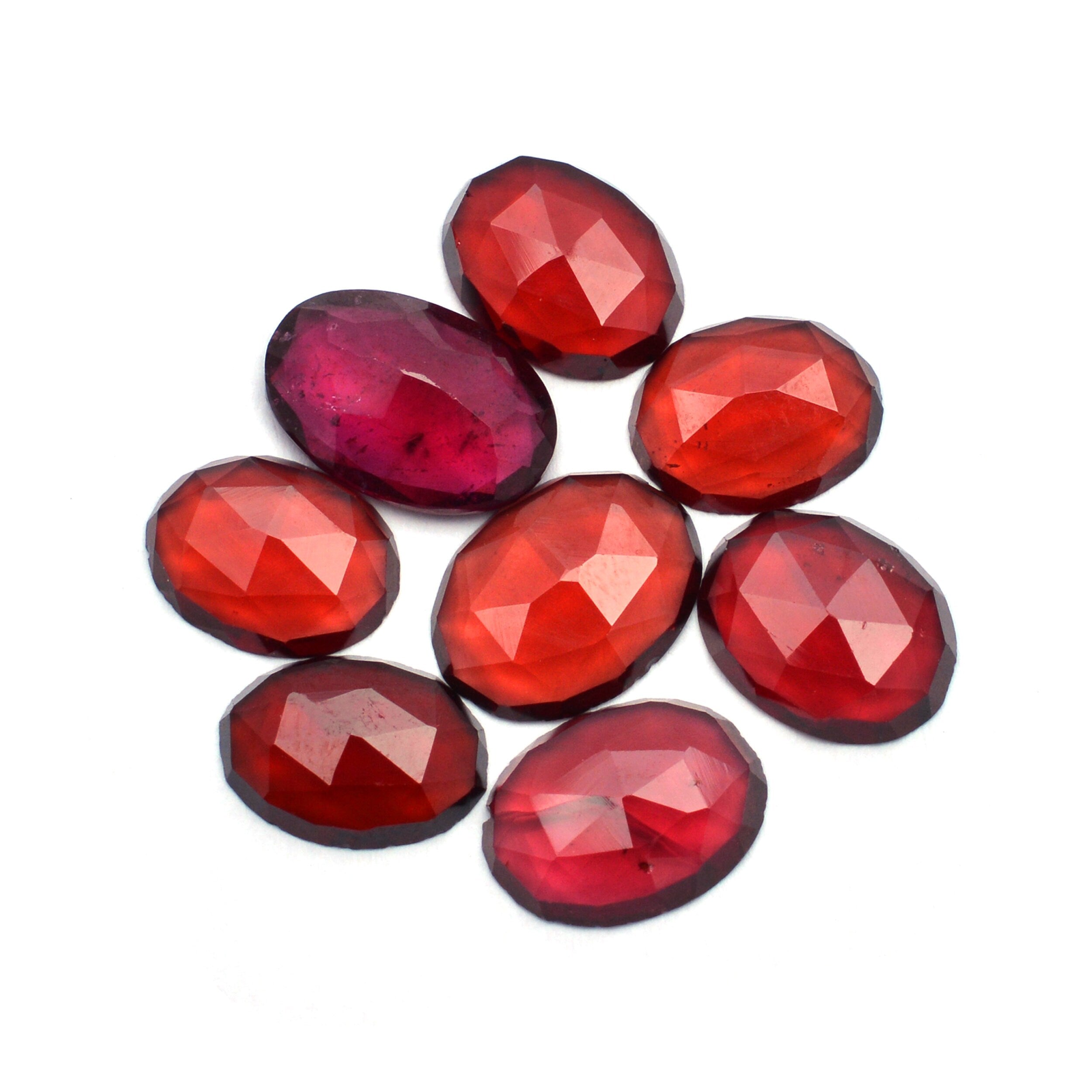 Natural Mozambique Garnet Faceted Oval Rosecut Loose Gemstone, 8x10 To 9x11 mm, 8 Pieces, (SKU1289)