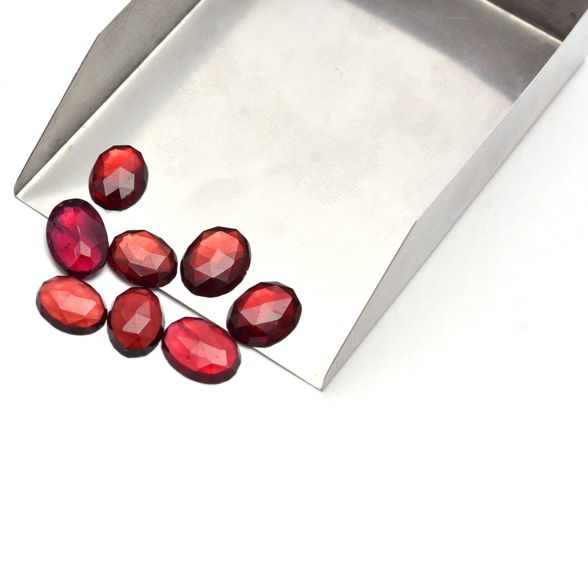 Natural Mozambique Garnet Faceted Oval Rosecut Loose Gemstone, 8x10 To 9x11 mm, 8 Pieces, (SKU1289)