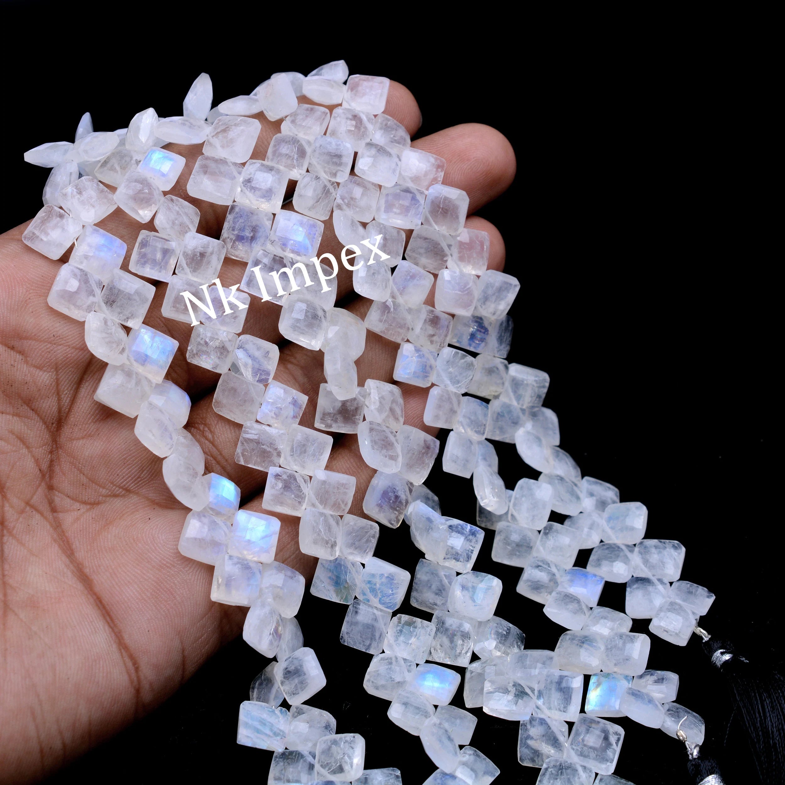 White Rainbow Moonstone Faceted Kite Beads, 6 To 10 mm, Dainty Gemstone Beads Supplier, (SKU 1327)